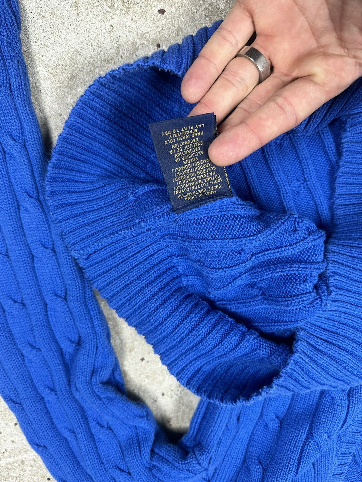 Polo Ralph Lauren × Vintage Vintage Y2K Polo Ralph Lauren Cable Knit V Neck Sweater Blue Size US XS / EU 42 / 0 - 8 Thumbnail