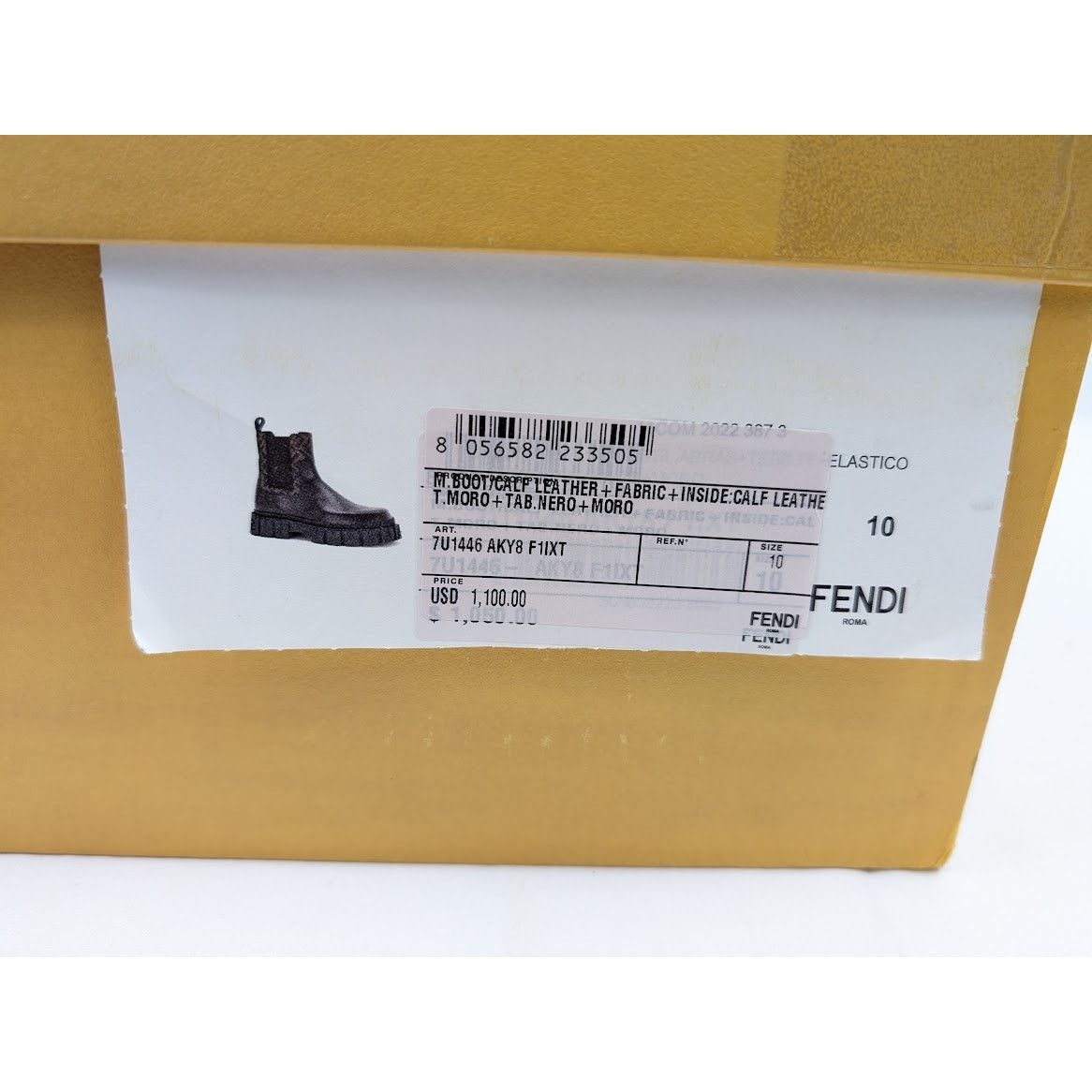 Fendi o1rshd1 Men's Fabric Calf Leather Boots in Black/Dark Brown Size US 11 / EU 44 - 24 Thumbnail