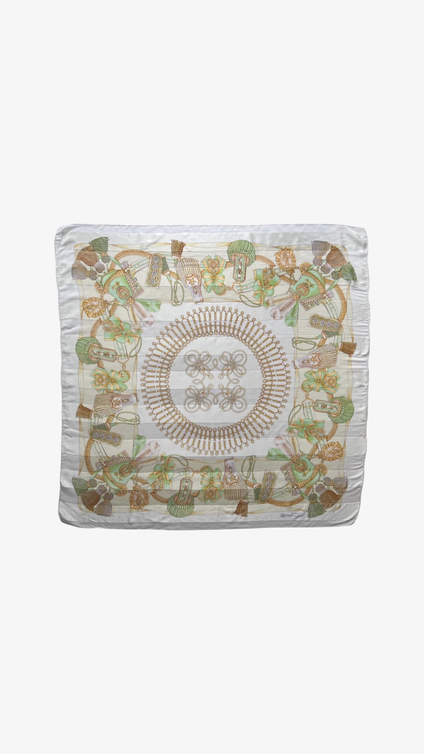 Vintage 80s Paolo Gucci Royal Rope Print Striped Silk Scarf