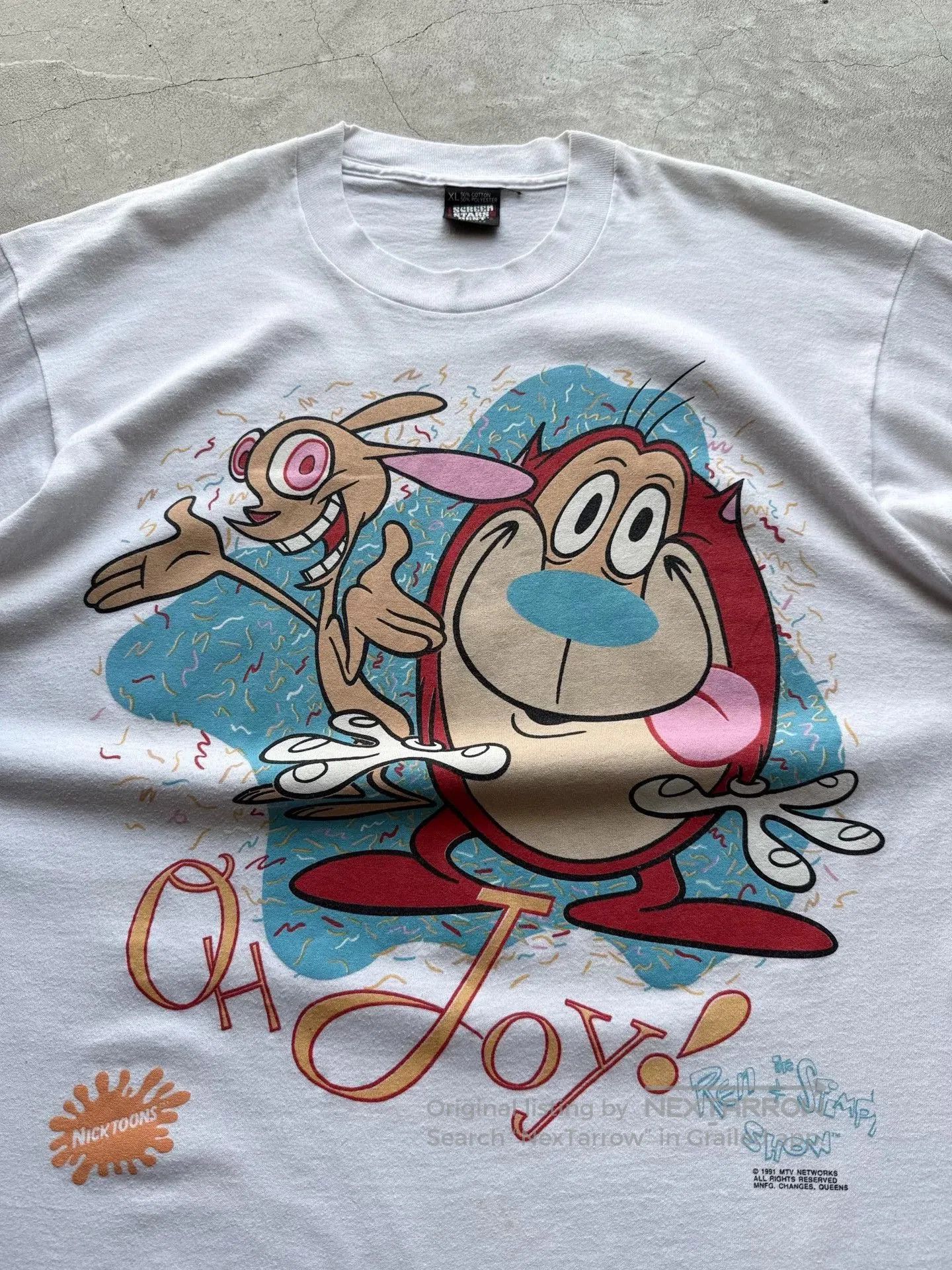Vintage Vintage 90s Ren & Stimpy Cartoon Tee. Size US XL / EU 56 / 4 - 3 Thumbnail