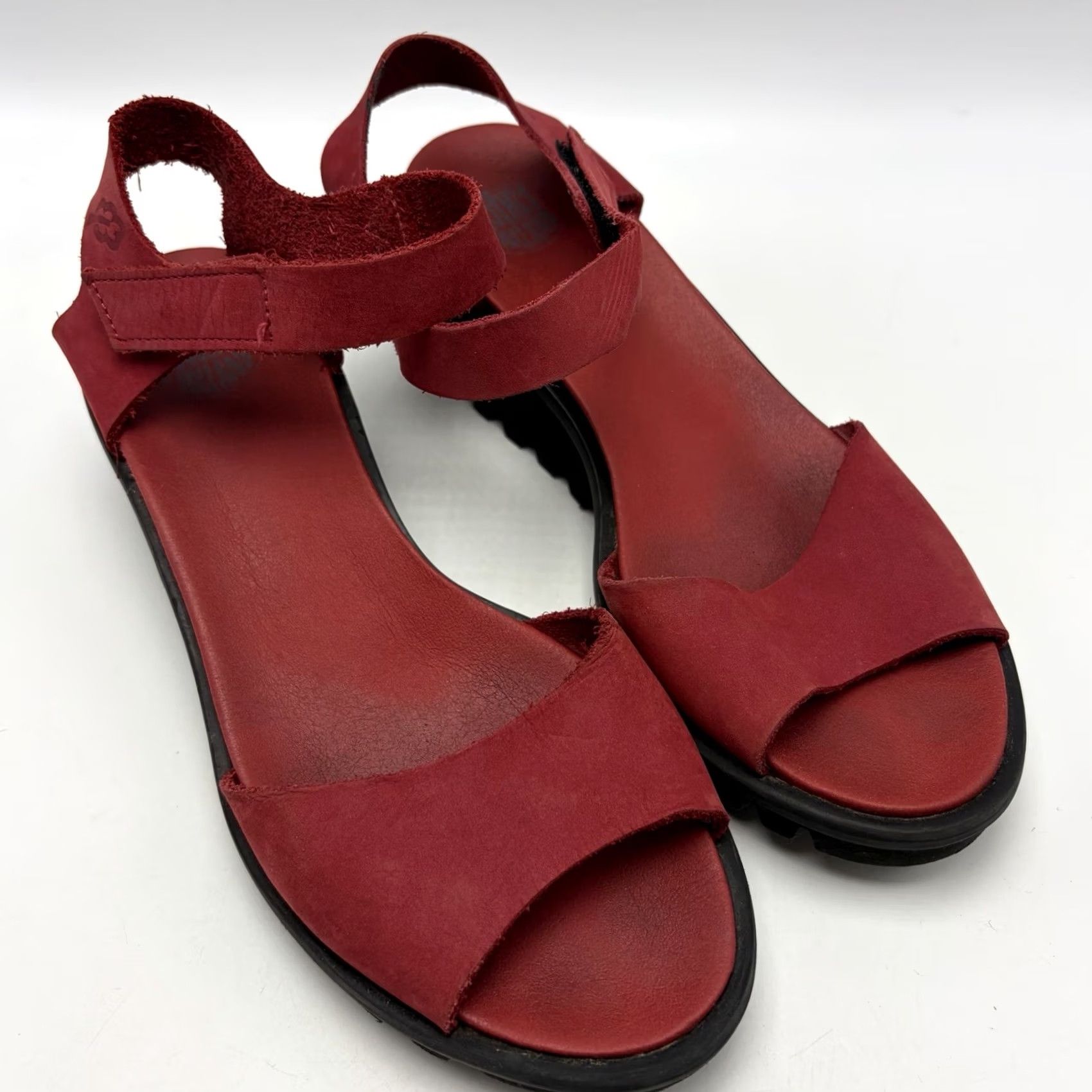 Vintage Loints of Holland Sandals Womens 9 Red Leather Ankle Strap Wedge Sandal Casual Shoes Size US 8 / IT 38 - 3 Thumbnail