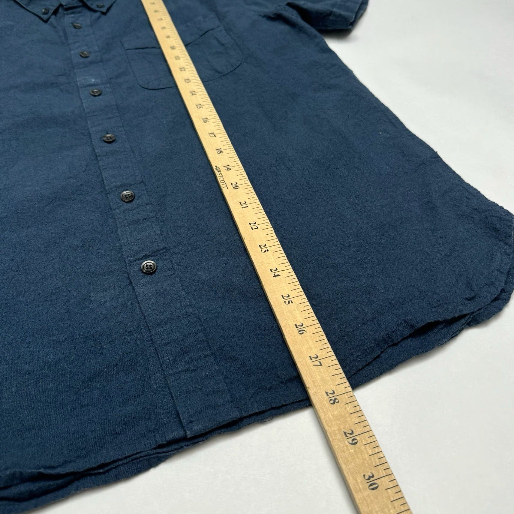 Flint And Tinder Flint and Tinder Shirt Men Blue Short Sleeve Button-Up Cotton Linen Blend M Size US 31 - 5 Thumbnail