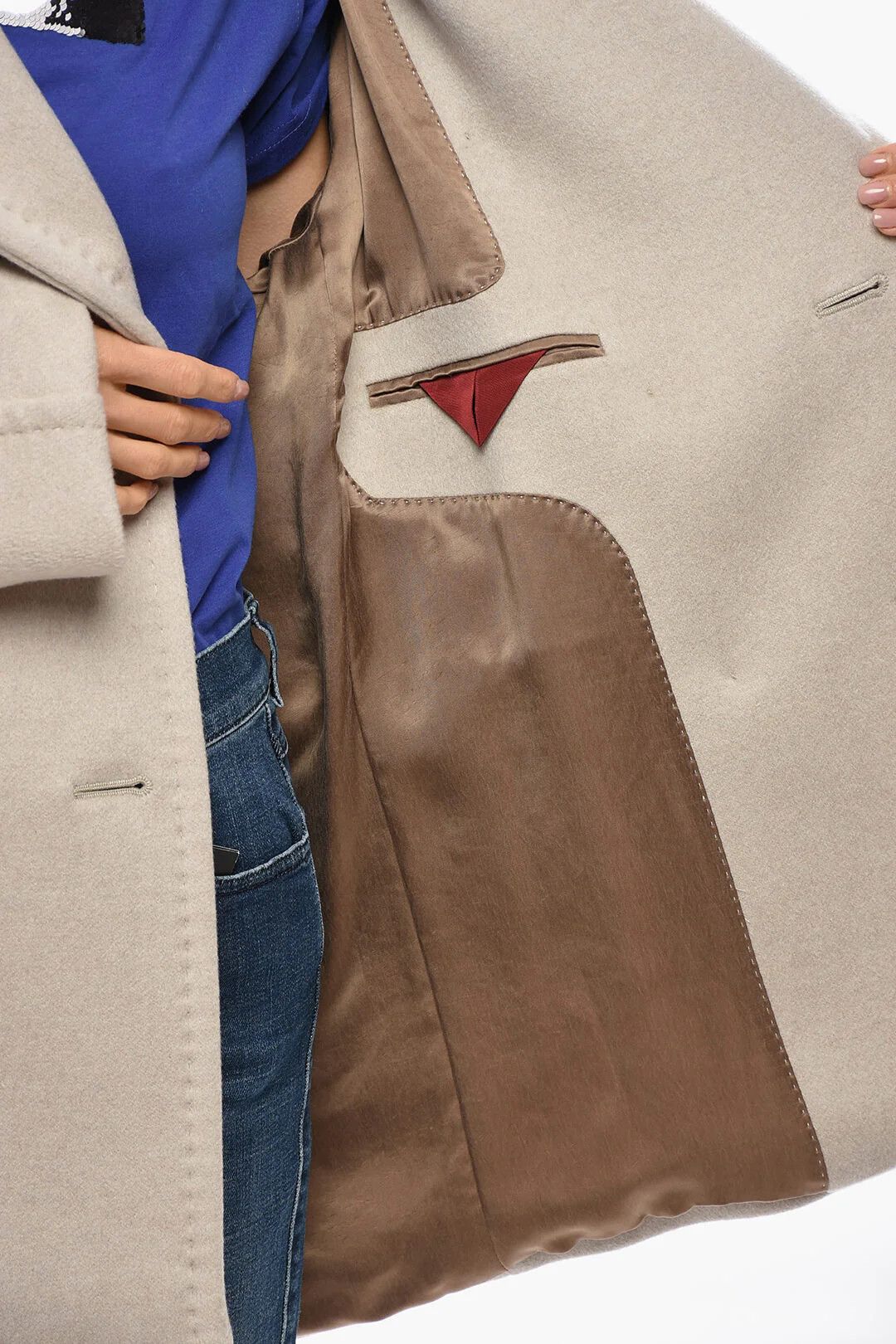Max Mara og1mm0426 Pure Cashmere Double-Breasted Coat in Beige Size M / US 6-8 / IT 42-44 - 5 Thumbnail
