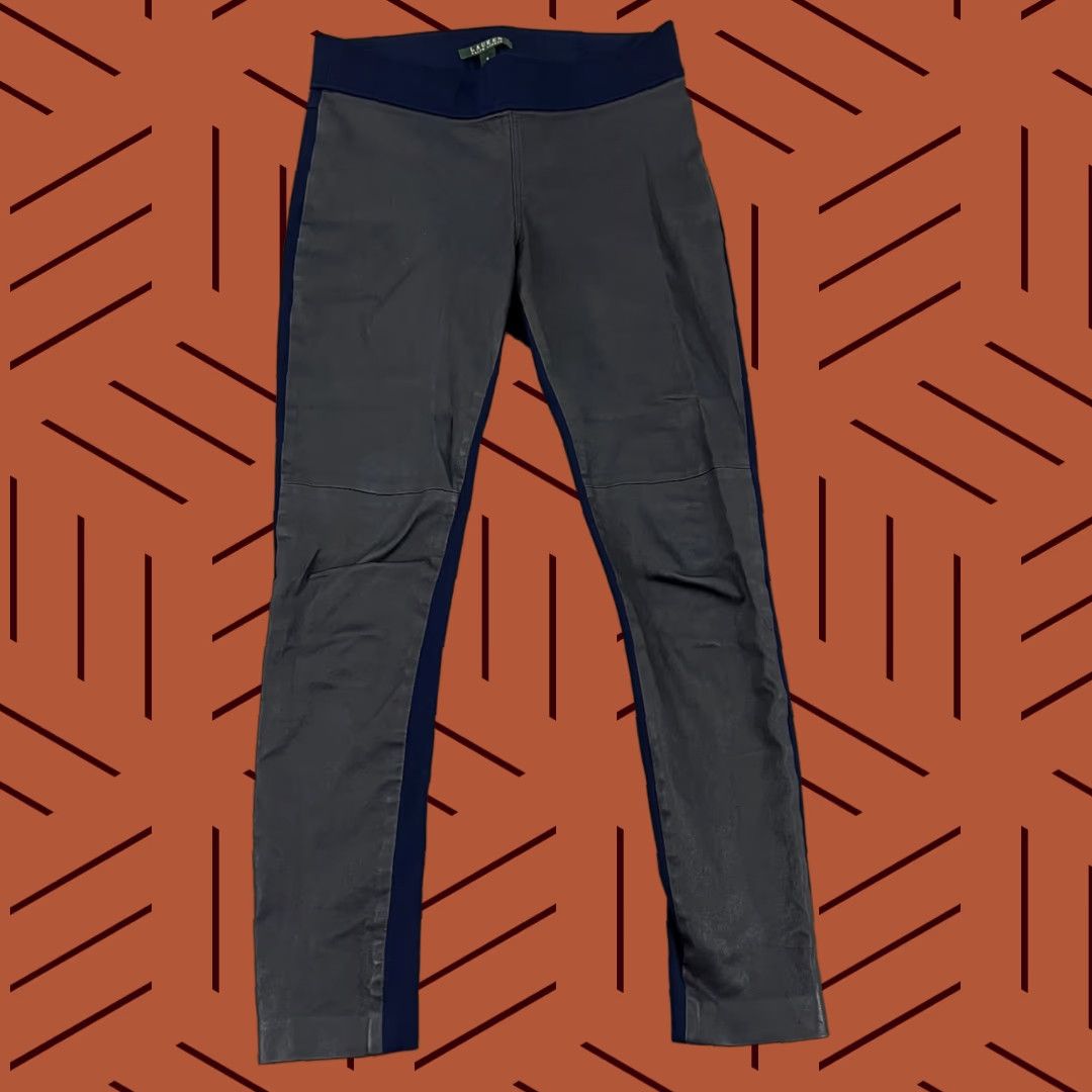 Ralph Lauren Lauren Ralph Lauren Pants Womens Size 6 28" Blue Lamb Leather Skinny Pull On Size 28" / US 6 / IT 42 - 1 Thumbnail