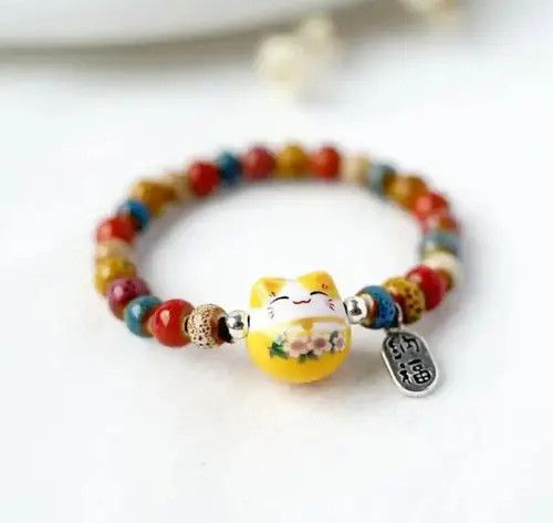 VIBE Cute Lucky Cat Beaded Bracelet Size ONE SIZE - 4 Thumbnail