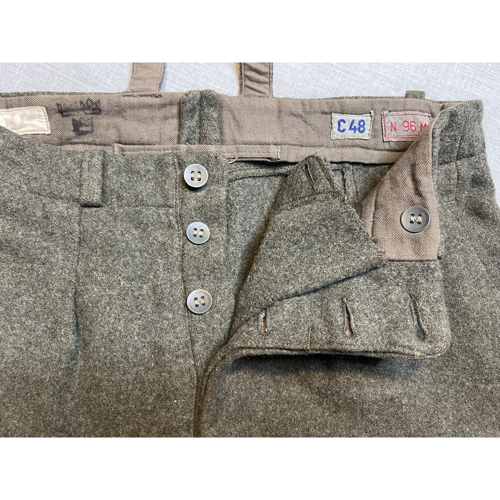 Vintage Vintage 1940s Swedish Crown WWII Wool Army Pants C48 30x29 Size US 30 / EU 46 - 6 Thumbnail