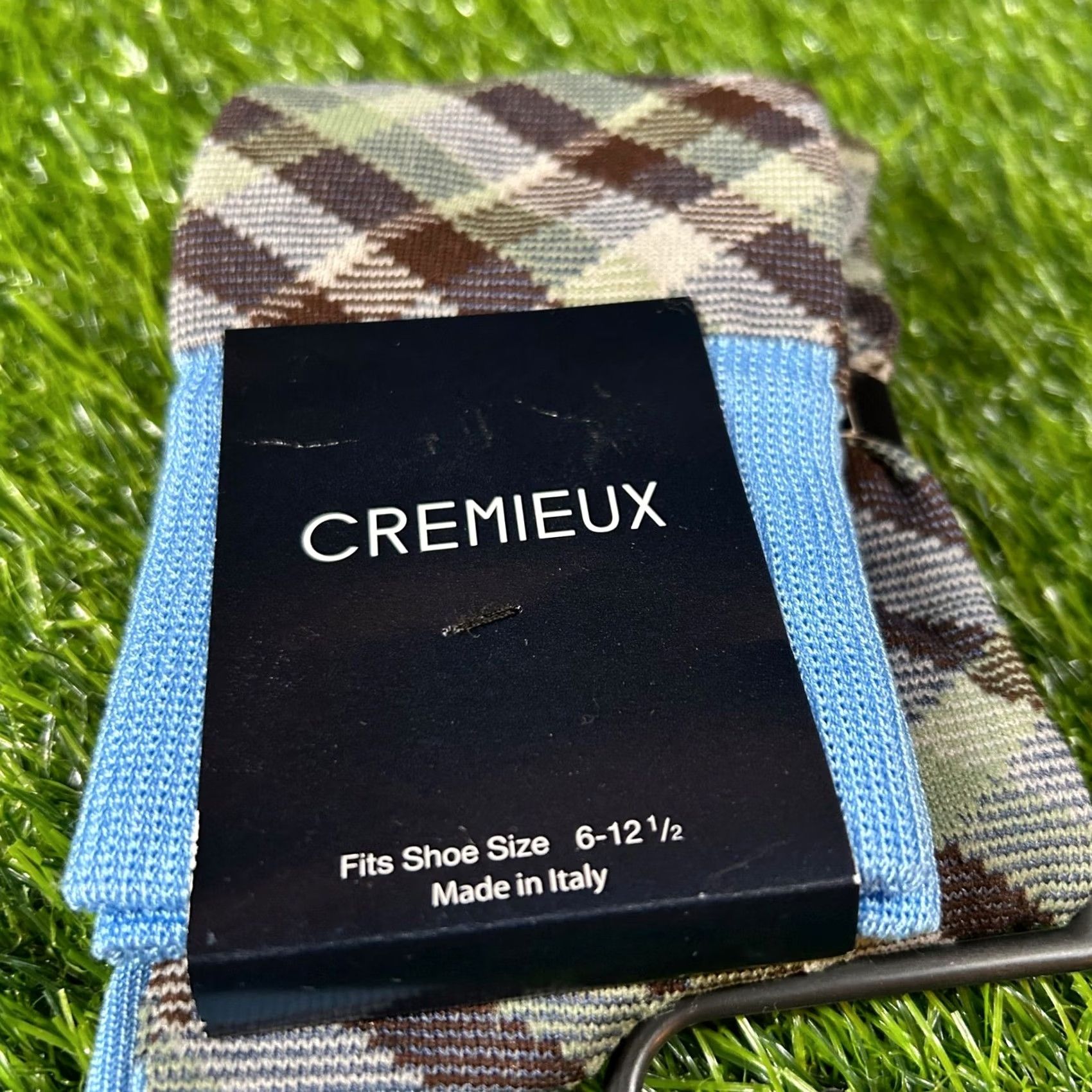 Cremieux Cremieux Dress Socks Men's Italian Cotton Blend Plaid Blue Multicolor NWT 6-12.5 Socks Mid Calf All Seasons Breathable Boys? Size ONE SIZE - 2 Thumbnail