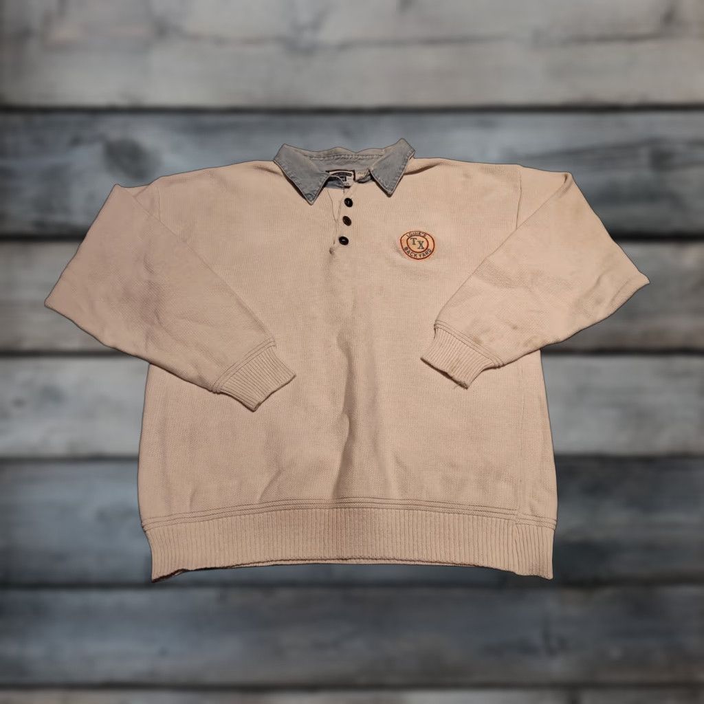 Lee Vintage Yes Lee Sweater Mens M Made In USA Heavyweight Collared Louie's Backyard TX Size US M / EU 48-50 / 2 - 1 Thumbnail