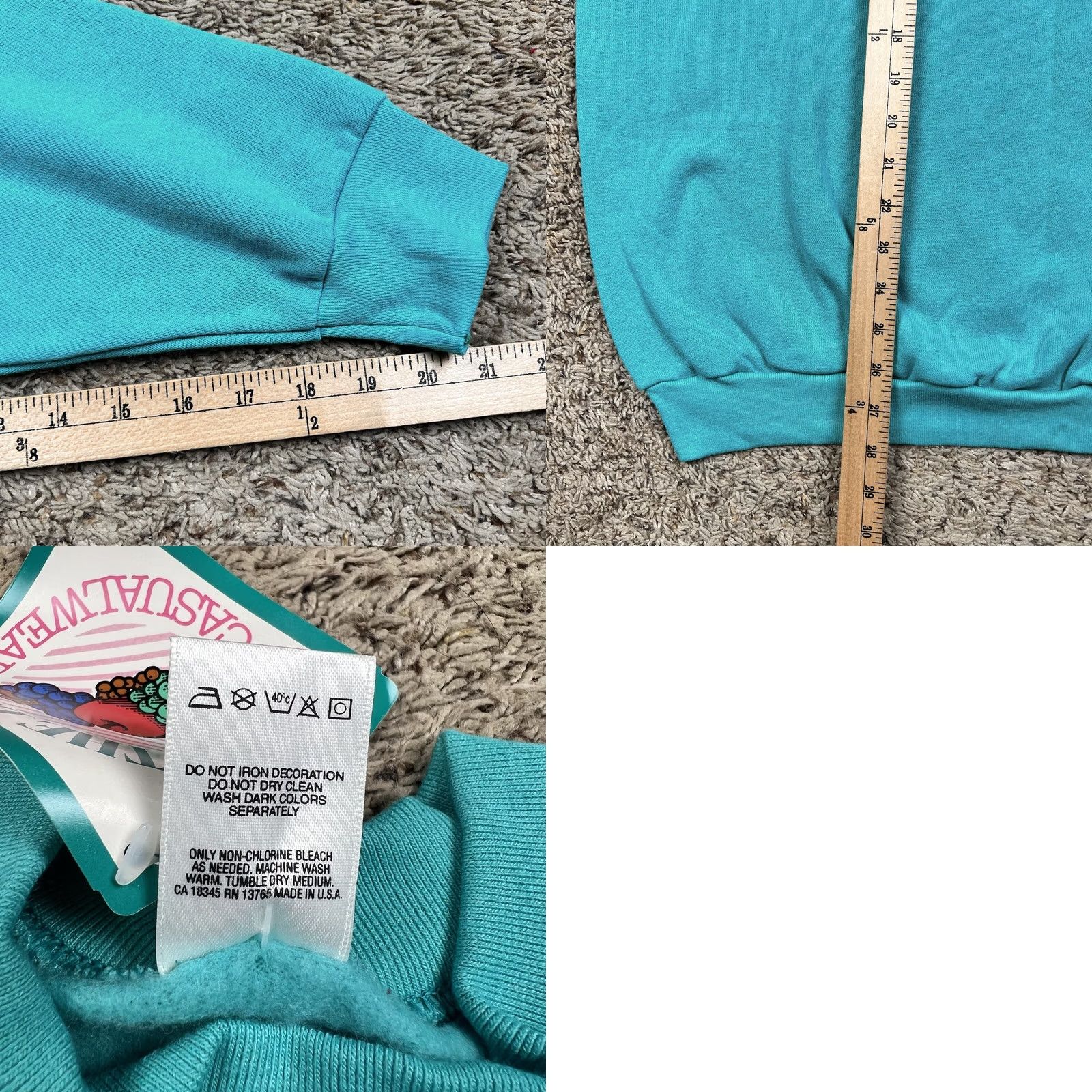 Fruit Of The Loom VINTAGE Fruit of the Loom Raglan Mockneck Sweatshirt Womens XL Teal Size XL / US 12-14 / IT 48-50 - 9 Thumbnail