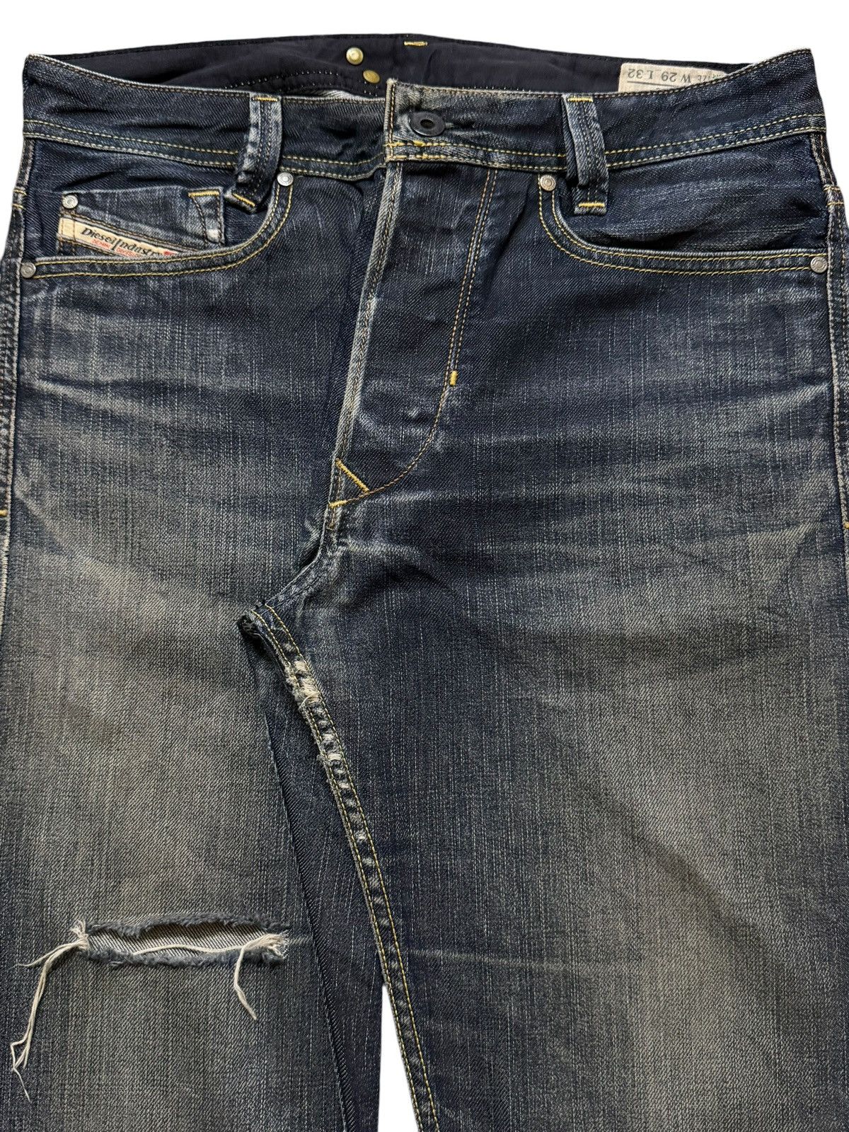 Diesel Vintage 90s Diesel Industry Blue Faded Wash Distress Jeans Size US 31 - 3 Thumbnail