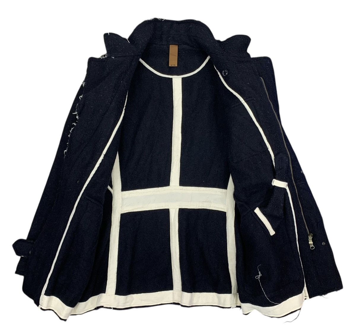 Japanese Brand Vintage Japanese Fabric KYS Diconstructed Wool Jacket Size US L / EU 52-54 / 3 - 6 Thumbnail