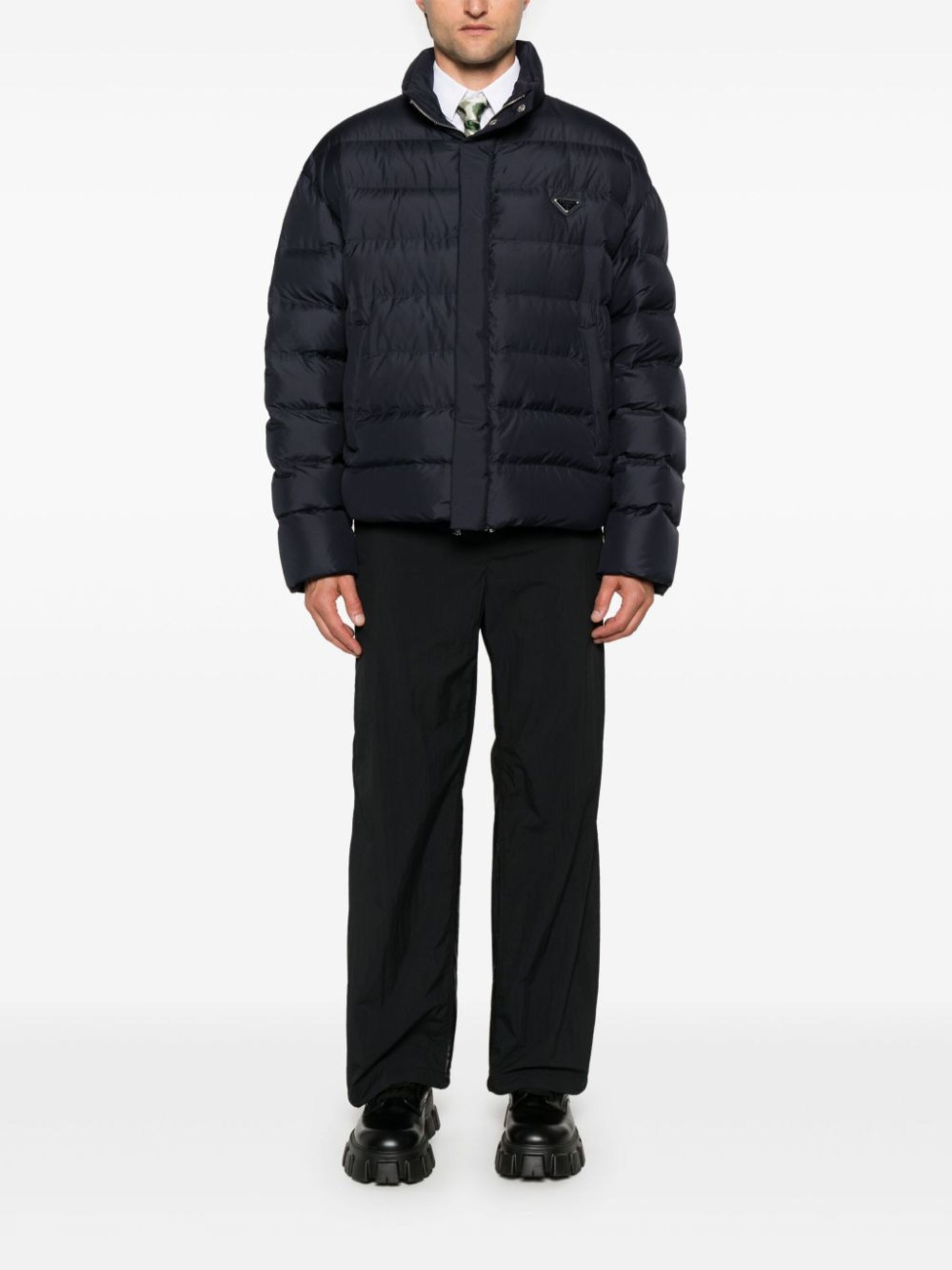 Prada o1mt1gz0925 Triangle-Logo Puffer Jacket in Blue Size US M / EU 48-50 / 2 - 2 Thumbnail