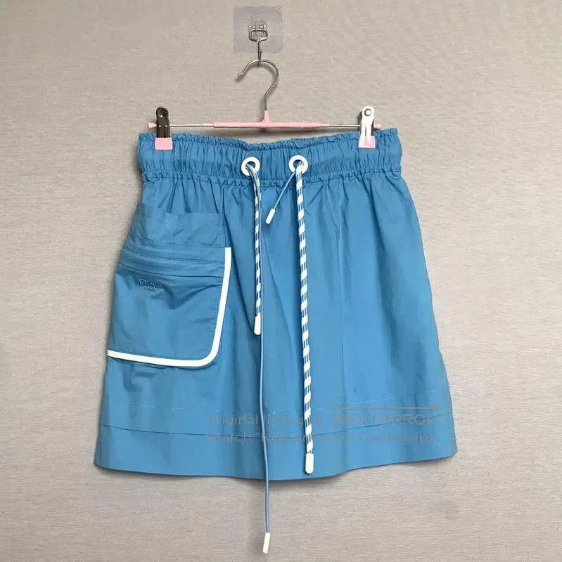 Fendi Fendi Summer Blue Cotton Drawstring Skirt . Size 28" / US 6 / IT 42 - 1 Thumbnail