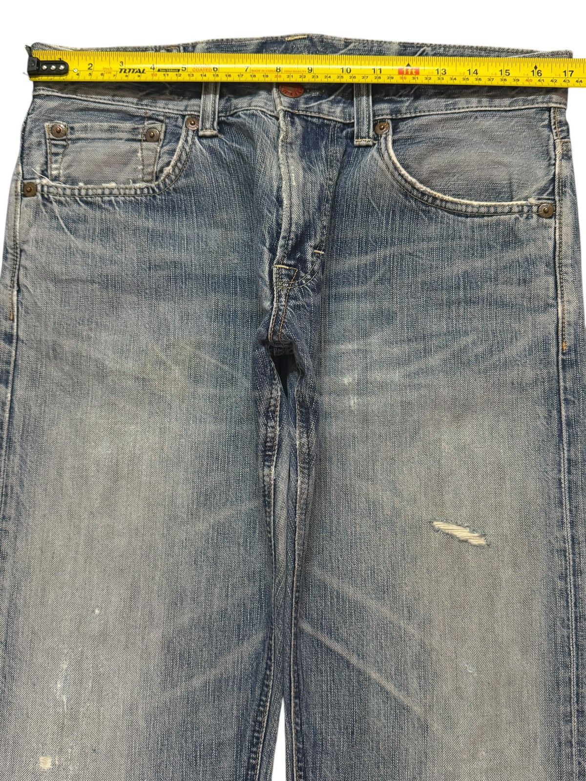 Edwin Vintage 90s Edwin 503 Blue Faded Wash Distress Straight Leg Size US 33 - 9 Thumbnail