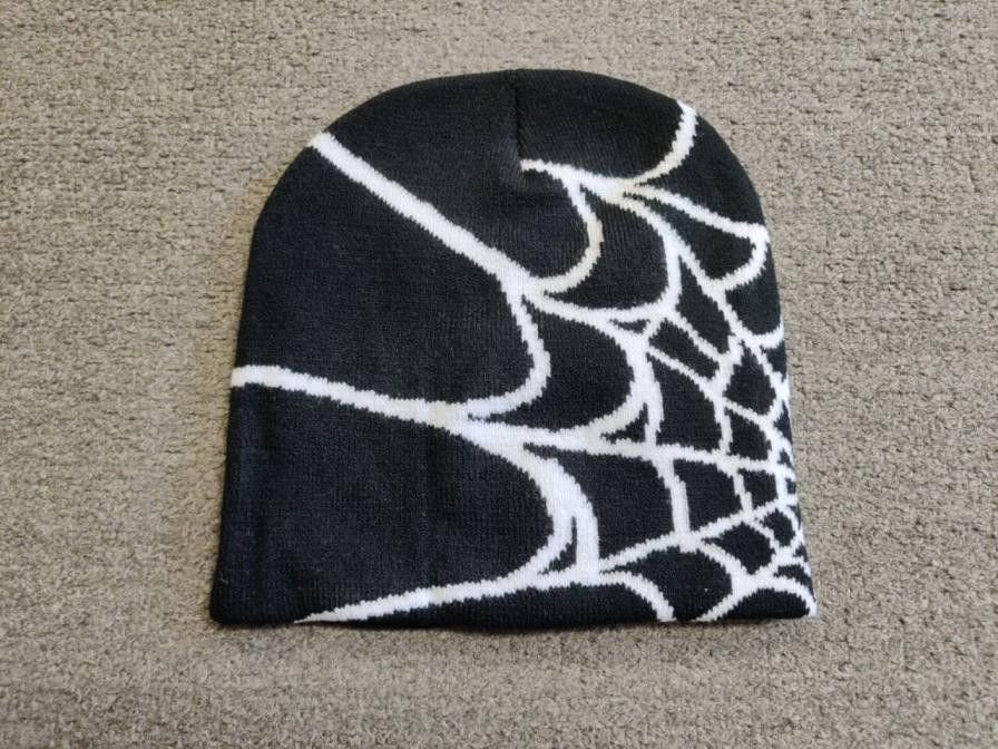 Japanese Brand Spider Web No Cuff Knit Skully Beanie Hat Black Size ONE SIZE - 1 Thumbnail