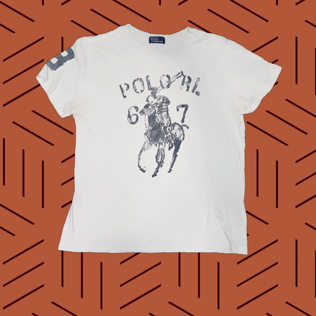 Polo Ralph Lauren VINTAGE Polo Ralph Lauren RL 67 T Shirt Men Small White Big Pony Logo Graphic Men Shirts Short Sleeve Crew Neck Knit Cotton Size US S / EU 44-46 / 1 - 1 Thumbnail