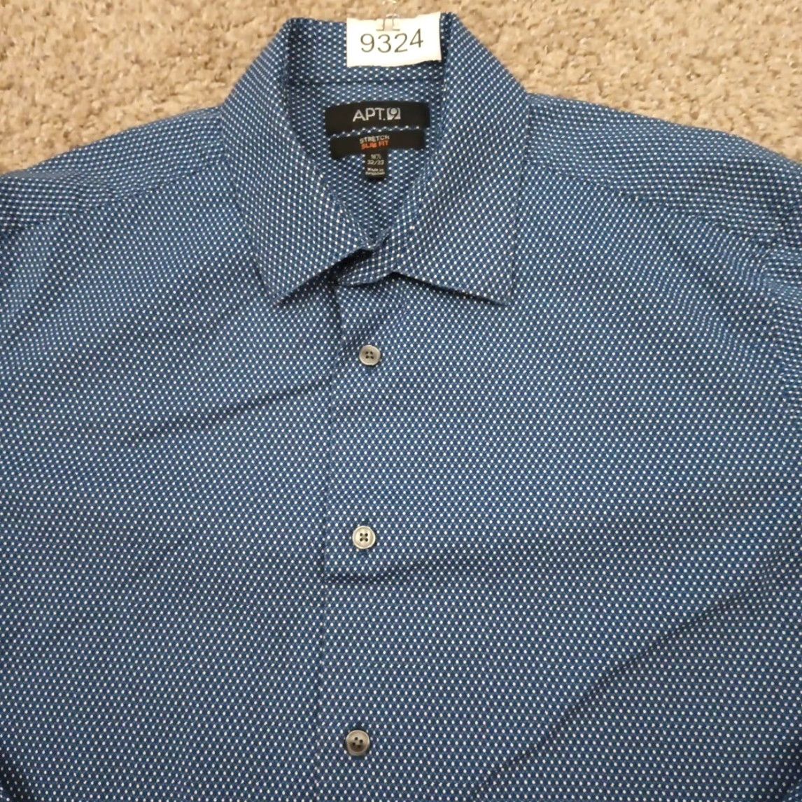 Apt. 9 Apt. 9 Shirt Mens 16.5 Slim Blue Geometric Long Sleeve Button Up Stretch Size US XL / EU 56 / 4 - 3 Thumbnail