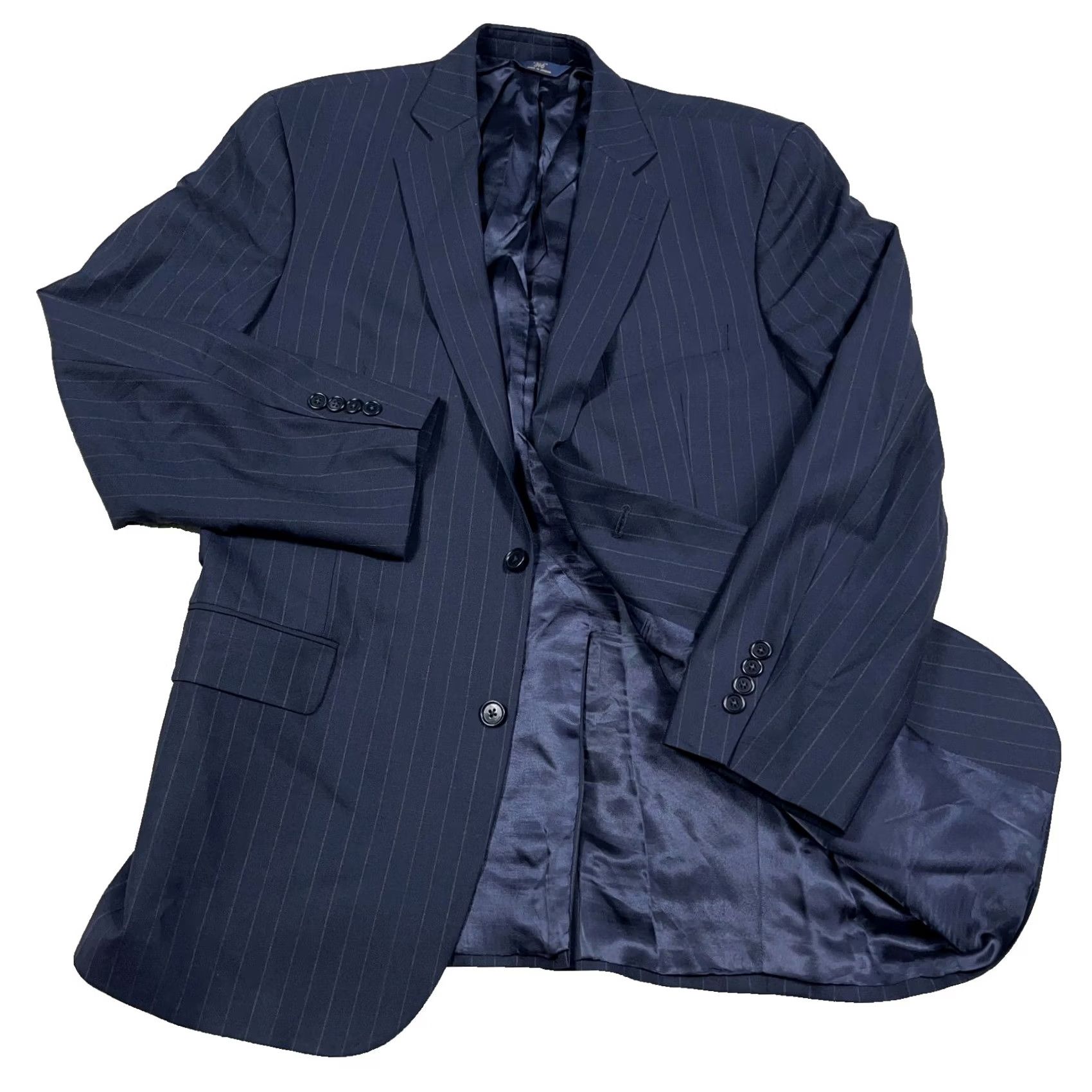Brooks Brothers Brooks Brothers Blazer Men Size 43 L Navy Blue Striped Wool Sport Coat Jacket Size 46R - 2 Thumbnail