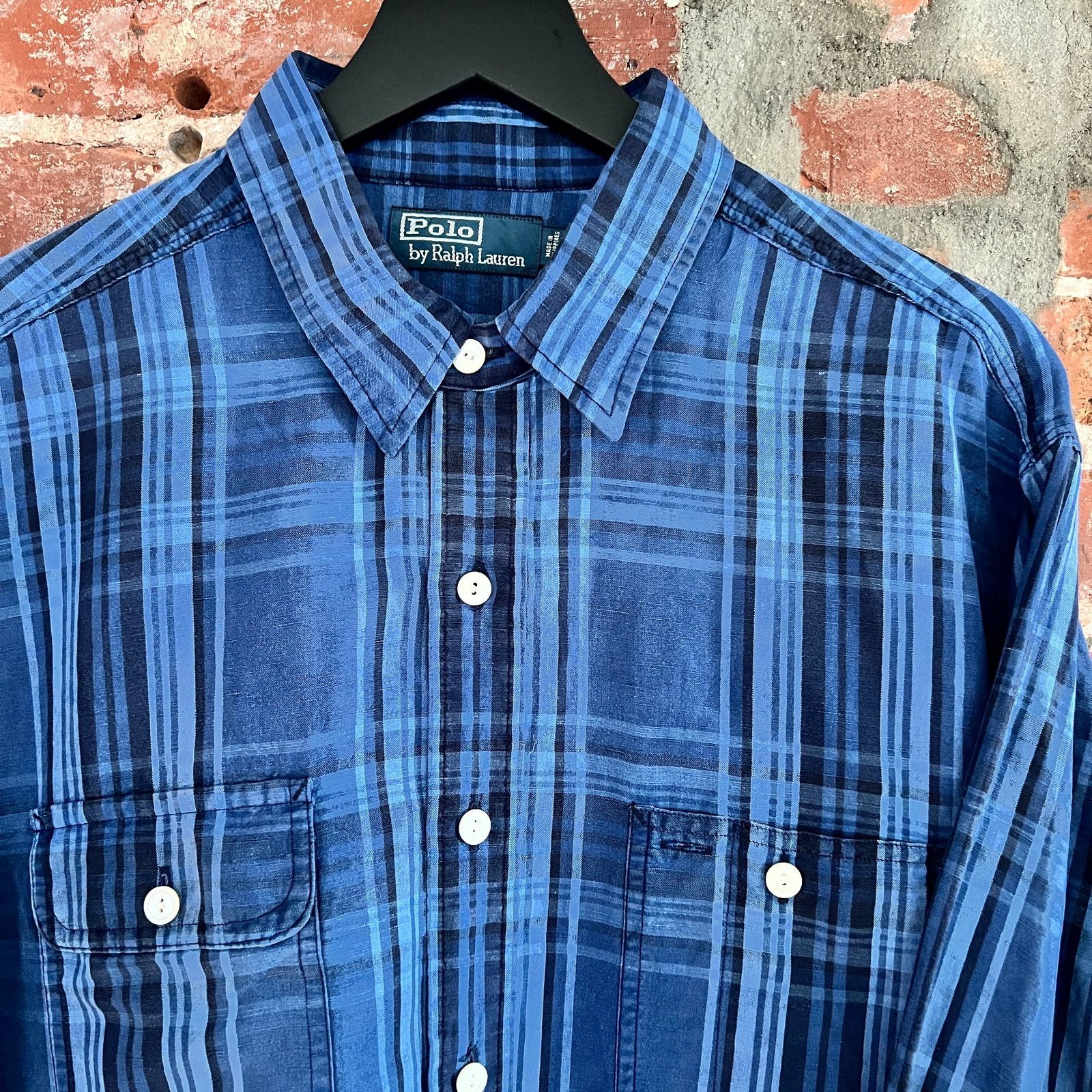 Polo Ralph Lauren VTG Polo Ralph Lauren Men's Indigo Plaid Shirt XL 25x33 Size US XL / EU 56 / 4 - 1 Thumbnail