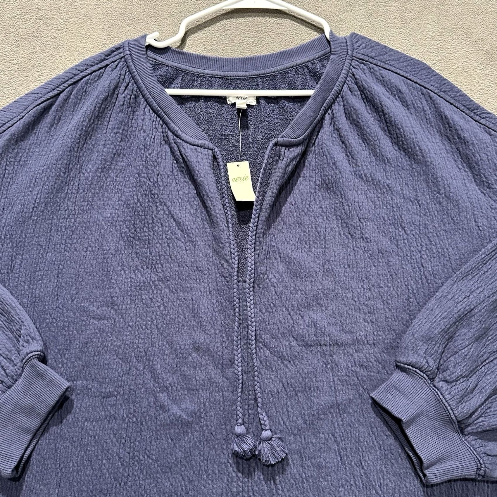 Vintage Aerie Sweatshirt Womens XL Blue Boho Oversized Pullover NWT (New with Tags) Size XL / US 12-14 / IT 48-50 - 3 Thumbnail