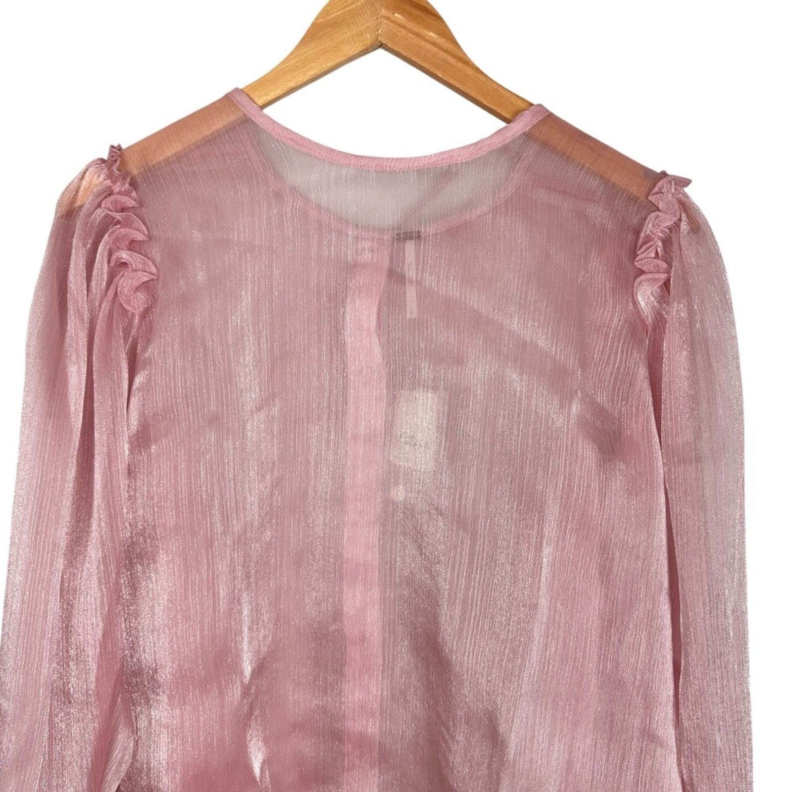 Free People NWT Free People Freya Frost Long Sleeve Sheer Blouse Large Size L / US 10 / IT 46 - 9 Thumbnail