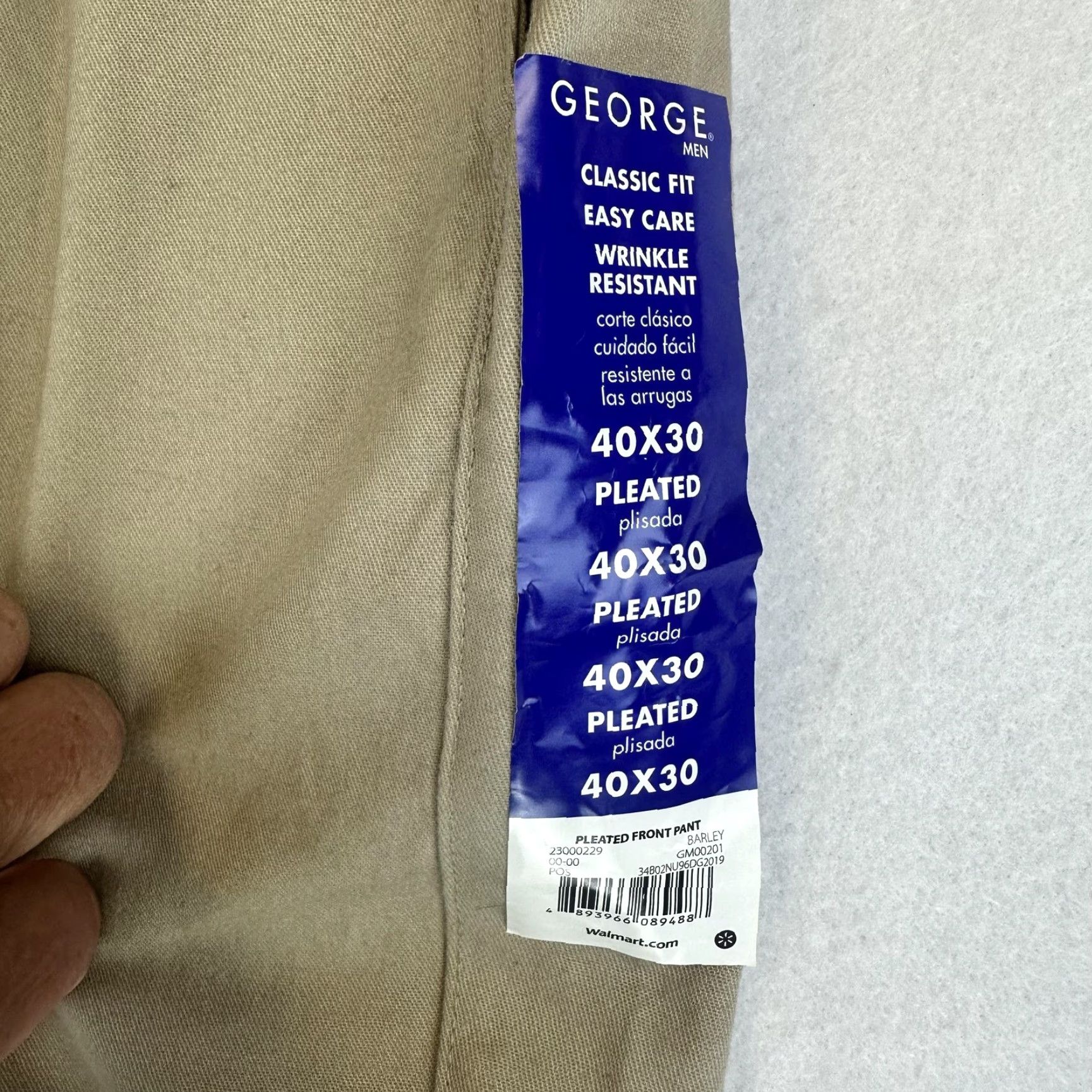 George George Mens Dress Pants 40x30 Classic Fit Pleated Wrinkle Resistant Easy Care Beige Straight Front Zip Size US 40 / EU 56 - 3 Thumbnail