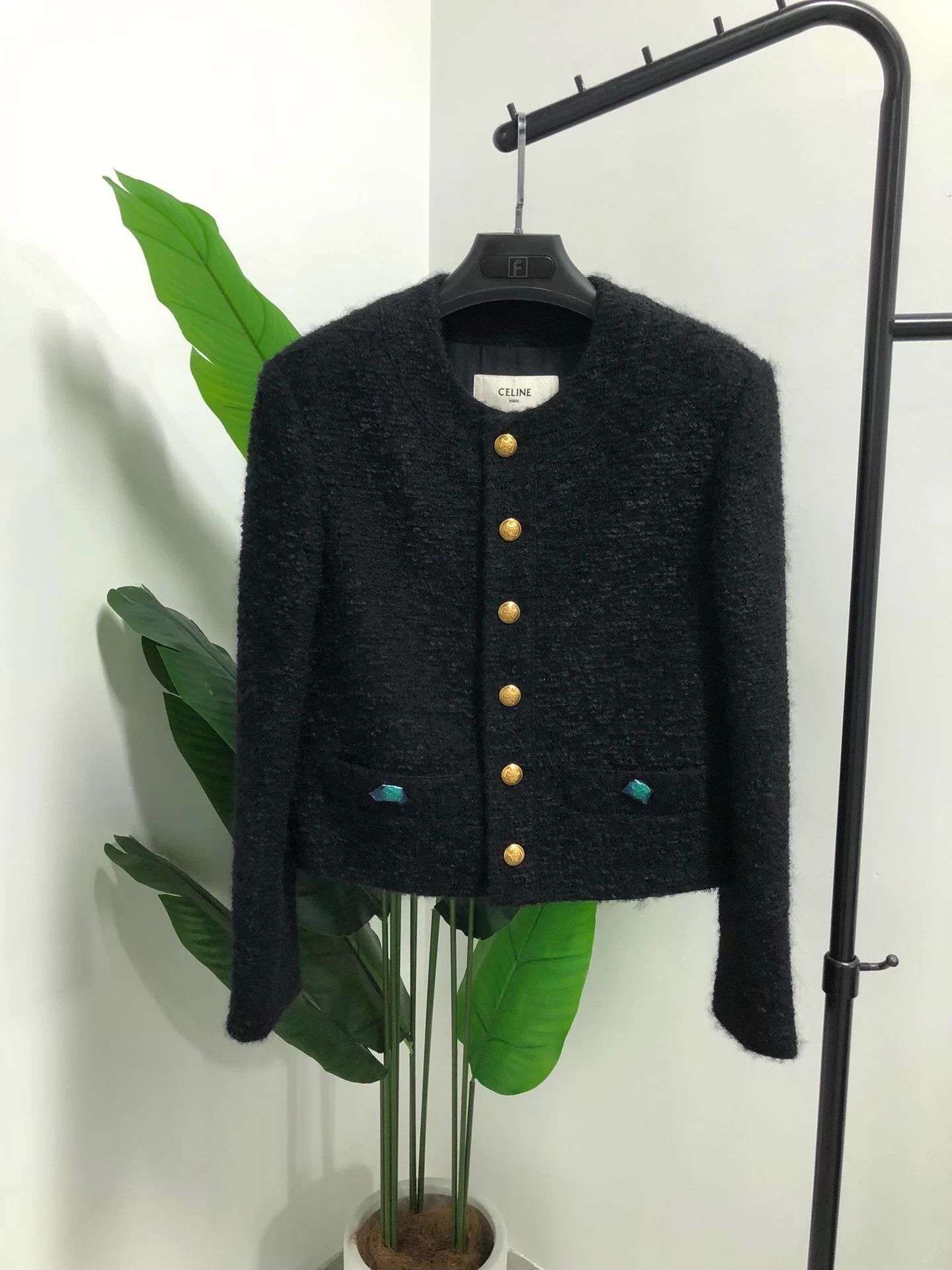 Celine Celine FW21 tweed 6-button blazer women's black 38 Size S / US 4 / IT 40 - 1 Thumbnail