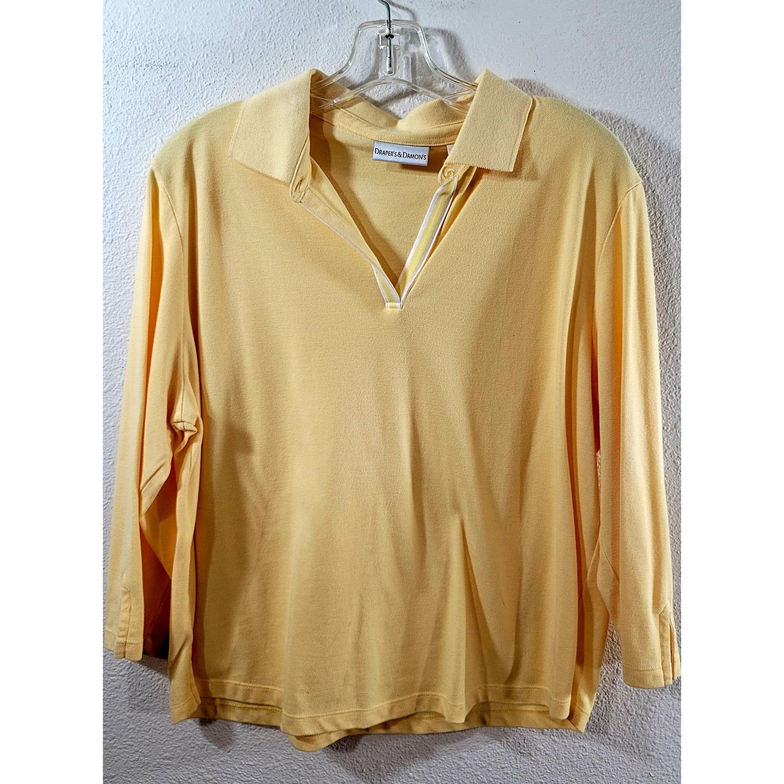 Other Draper's & Damon's Yellow Long Sleeve Polo Top XL Size XL / US 12-14 / IT 48-50 - 6 Thumbnail