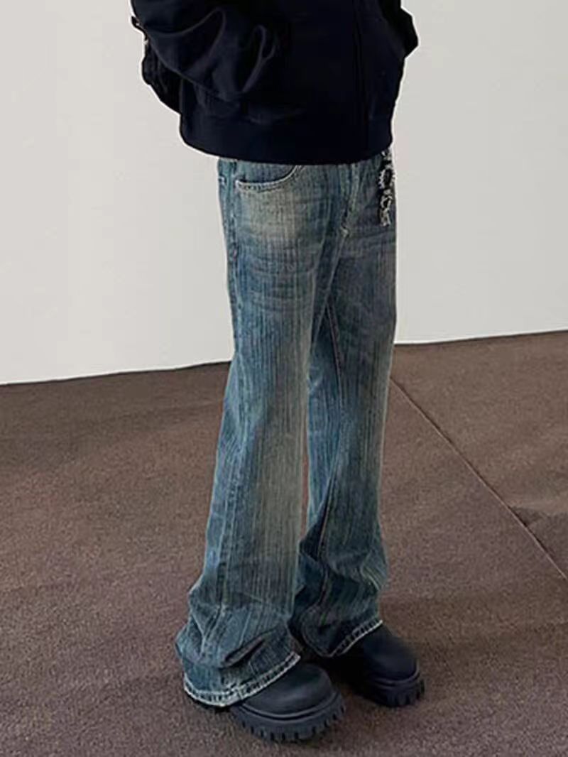 Japanese Brand High Street Washed Bamboo Texture Distressed Bootcut Jeans Size US 30 / EU 46 - 4 Thumbnail