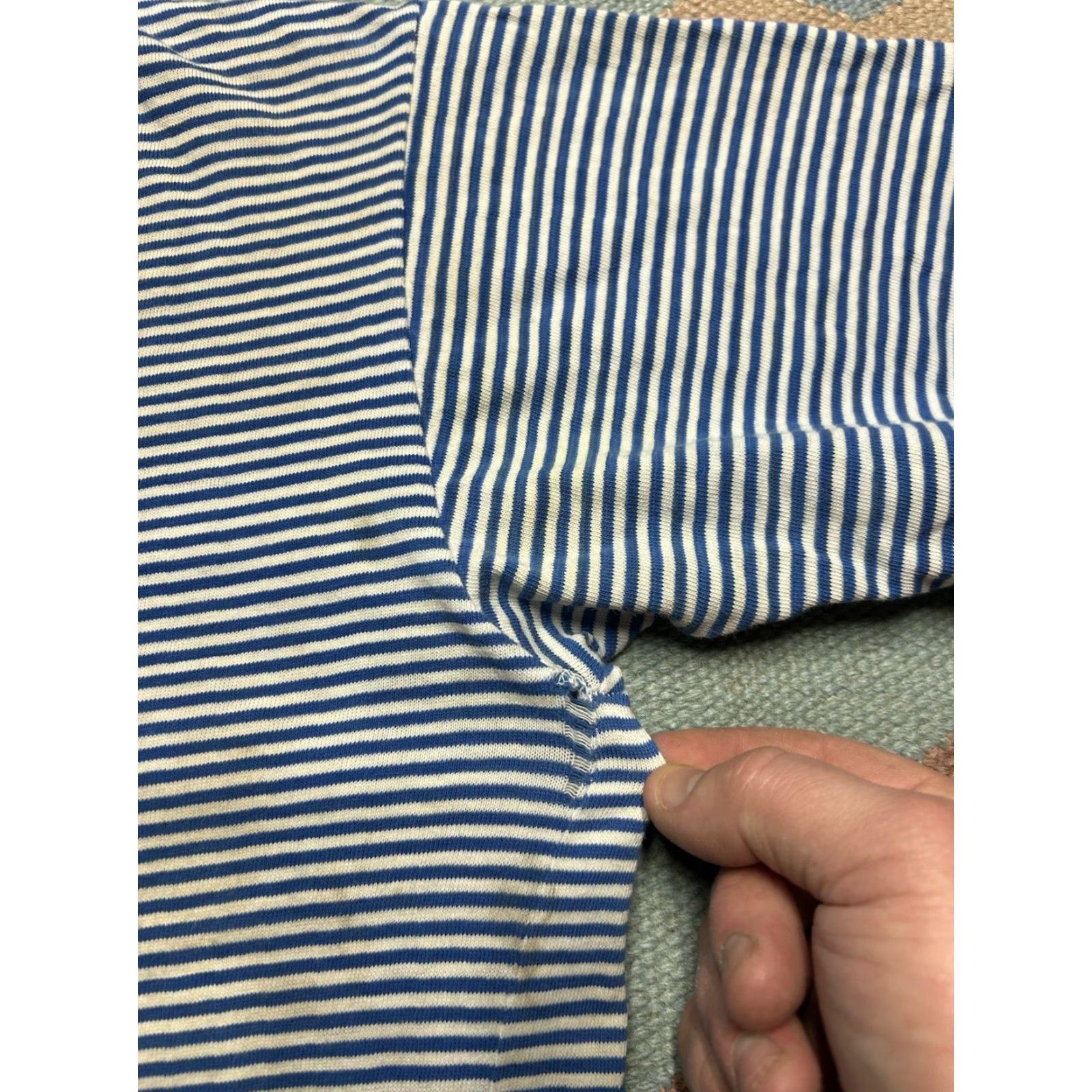 Vintage VINTAGE TownCraft T-Shirt Striped Grunge Blue Penneys Penneys Towncraft Mens S Small Shirt Size US S / EU 44-46 / 1 - 5 Thumbnail