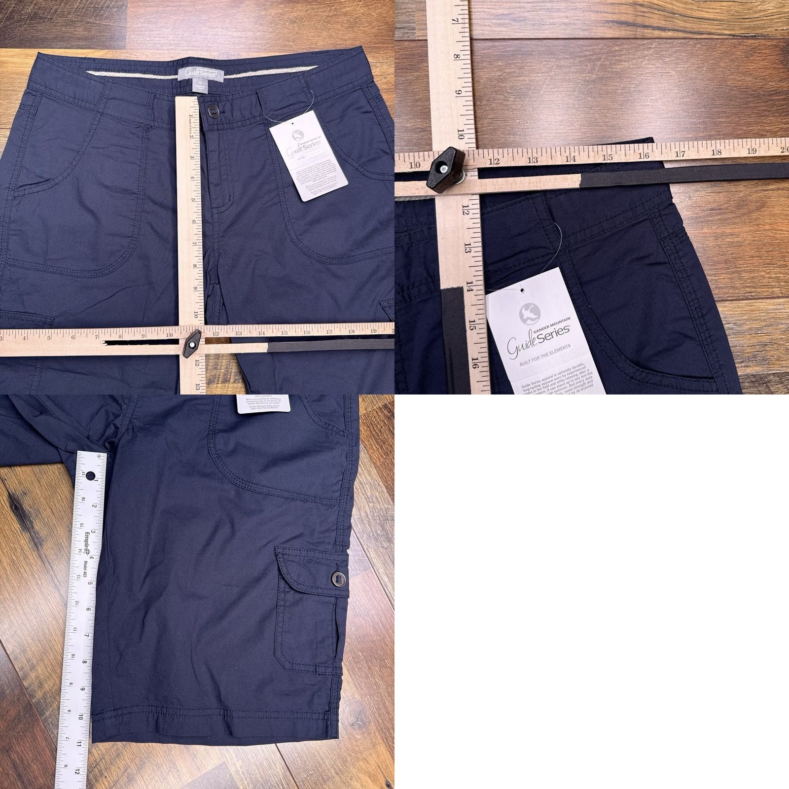 Vintage Gander Mountain Bermuda Shorts Womens 10 Cargo Pocket Blue Cotton Spandex Knit Activewear Hiking Walking, Regular, Flat Front Size 32" / US 10 / IT 46 - 8 Thumbnail