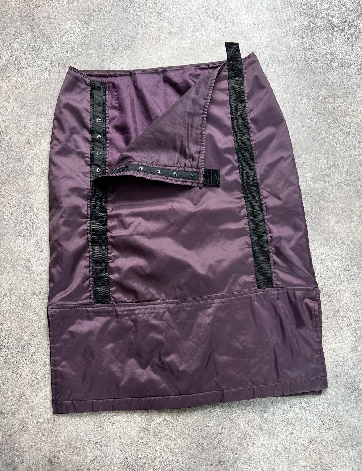 image of Miu Miu x Prada Vintage Nylon Straps Skirt in Burgandy, Women's (Size 28)