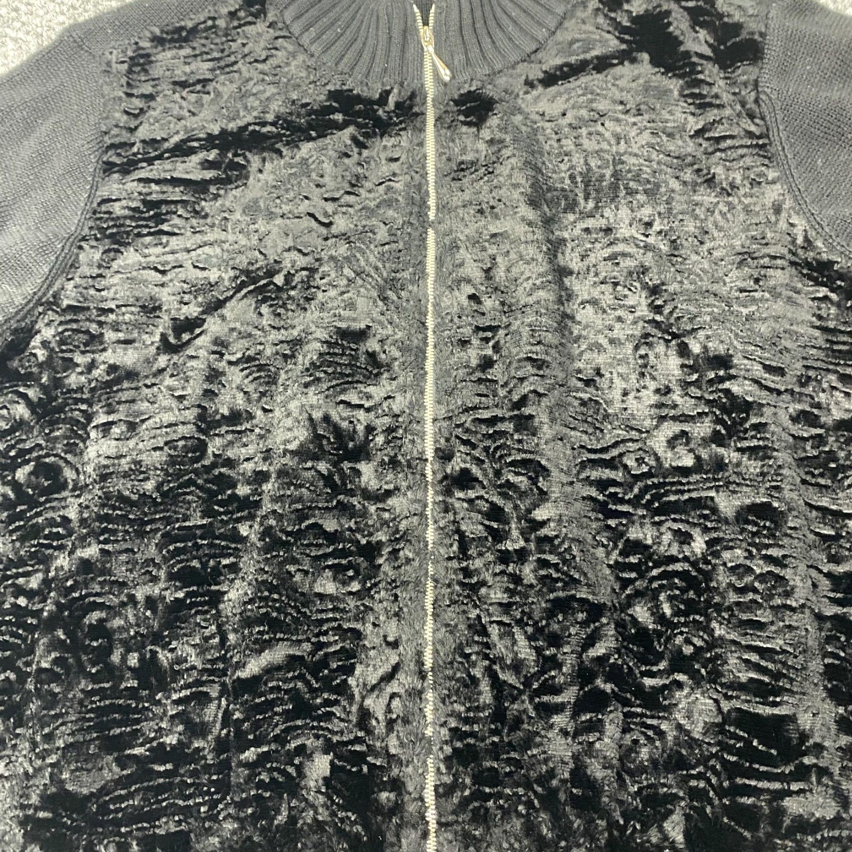 Vintage VINTAGE i.e. Jacket Womens Large Black Bomber Acetate Knit Zip Up Solid Retro Style Size L / US 10 / IT 46 - 2 Thumbnail
