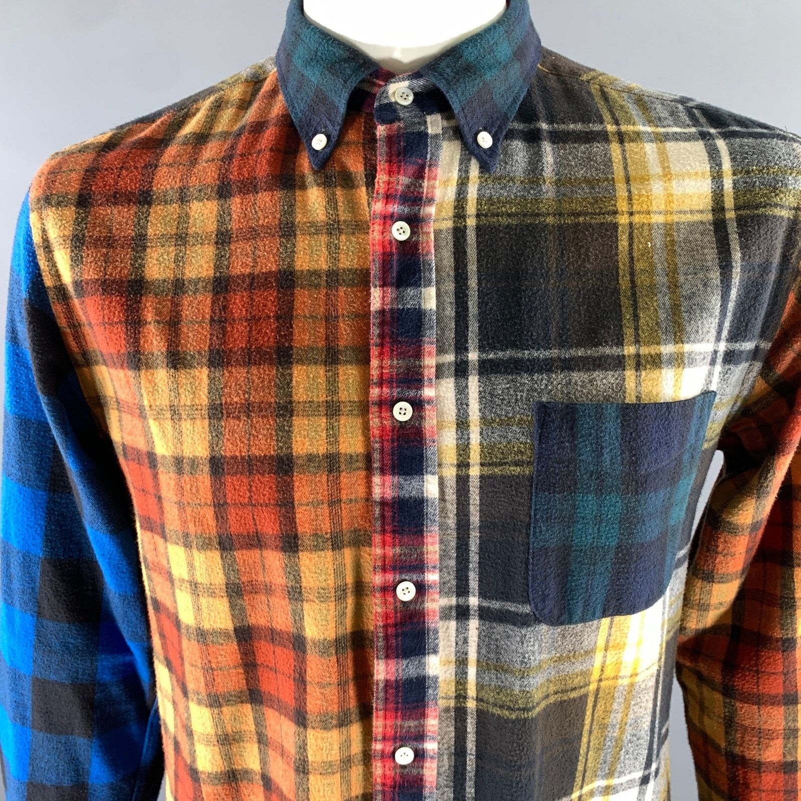 Other BEAMS Size XL Plaid Cotton Patchwork Long Sleeve Shirt Size US XL / EU 56 / 4 - 1 Thumbnail