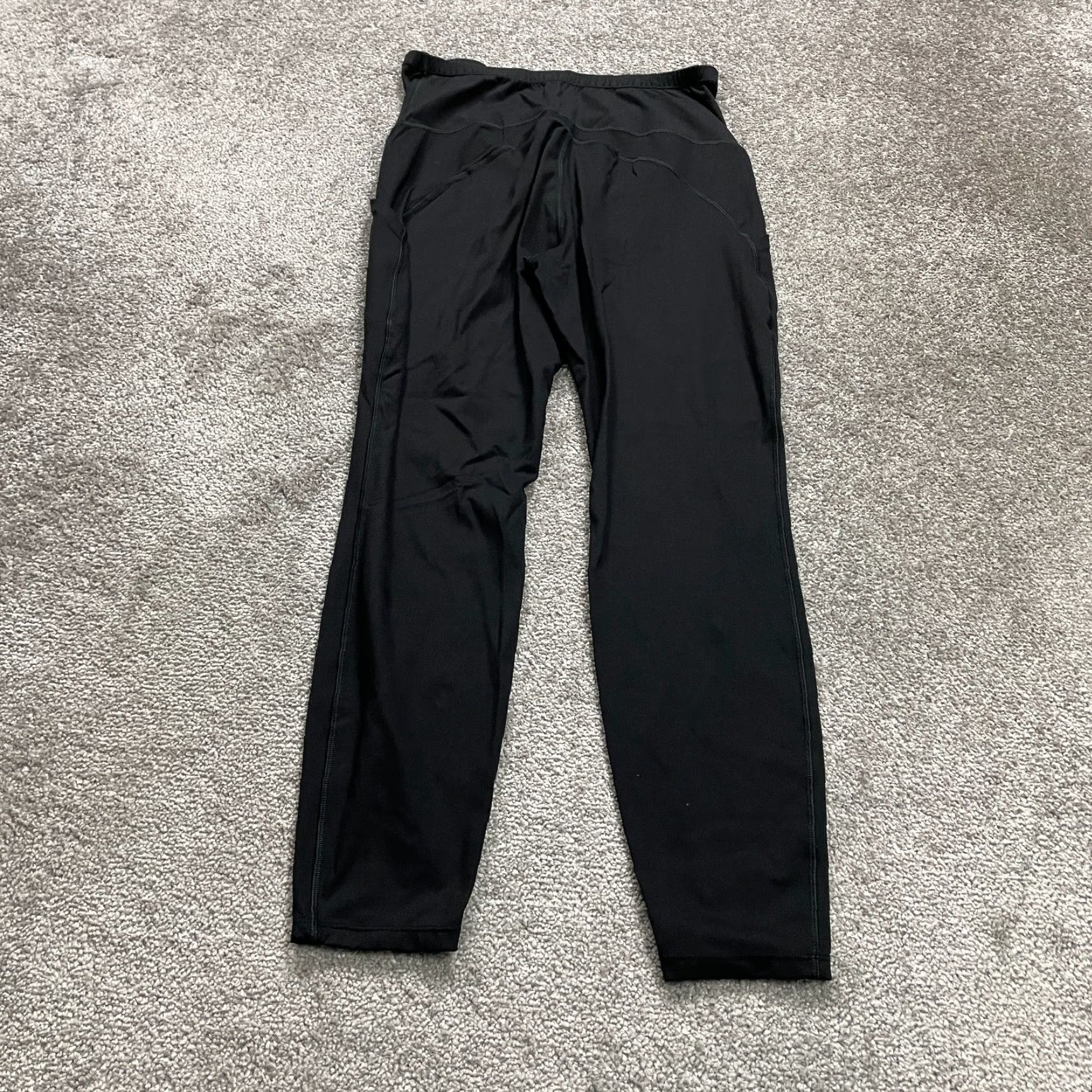 Vintage Unbranded Cropped Leggings Womens Large Black High Rise Pockets Active 28x26 Adult Women Black 90s? Size 36" / US 14 / IT 50 - 2 Thumbnail