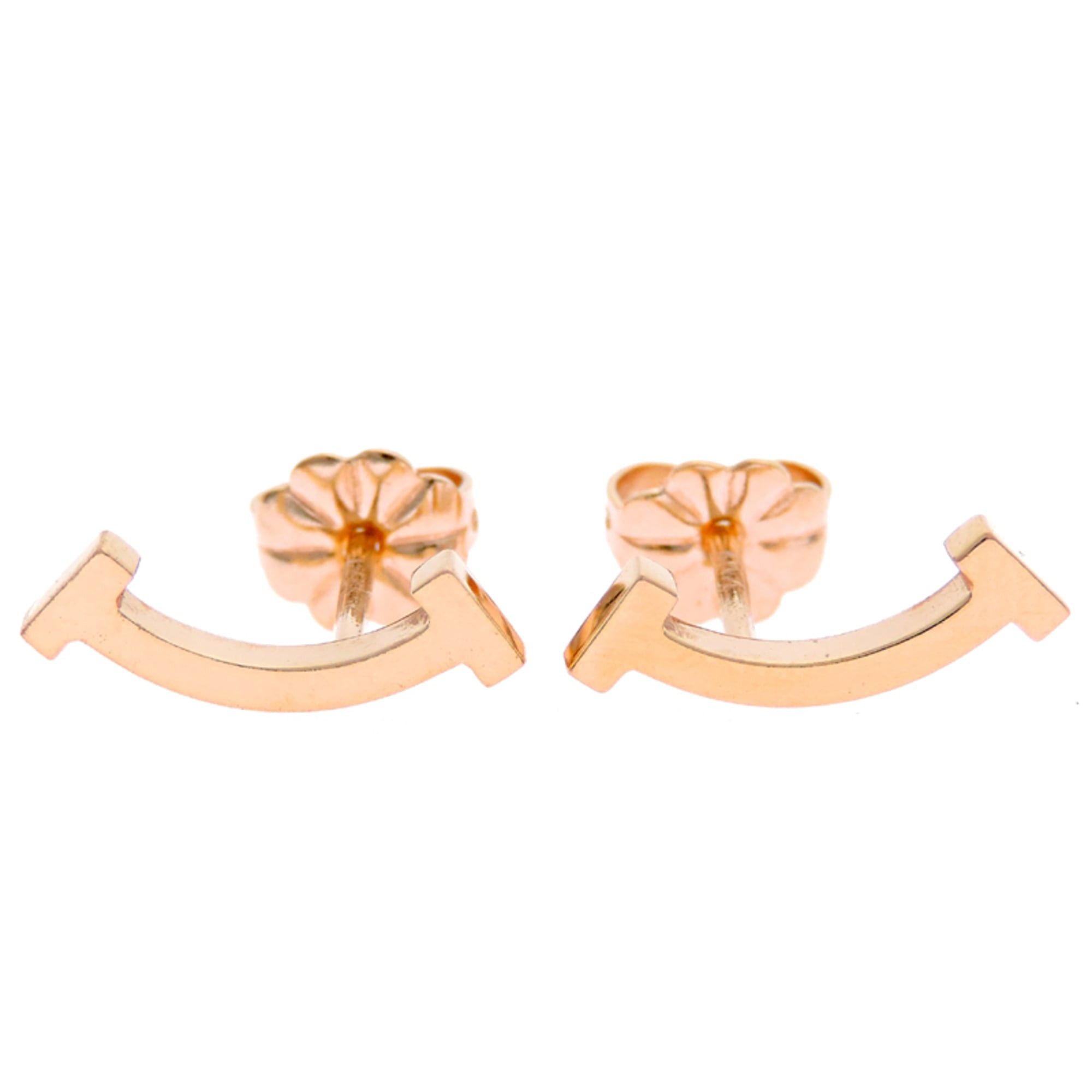 Tiffany & Co. Tiffany & Co. T Smile Mini Earrings for Women and Men 60150754 750 Pink Gold Size ONE SIZE - 1 Thumbnail