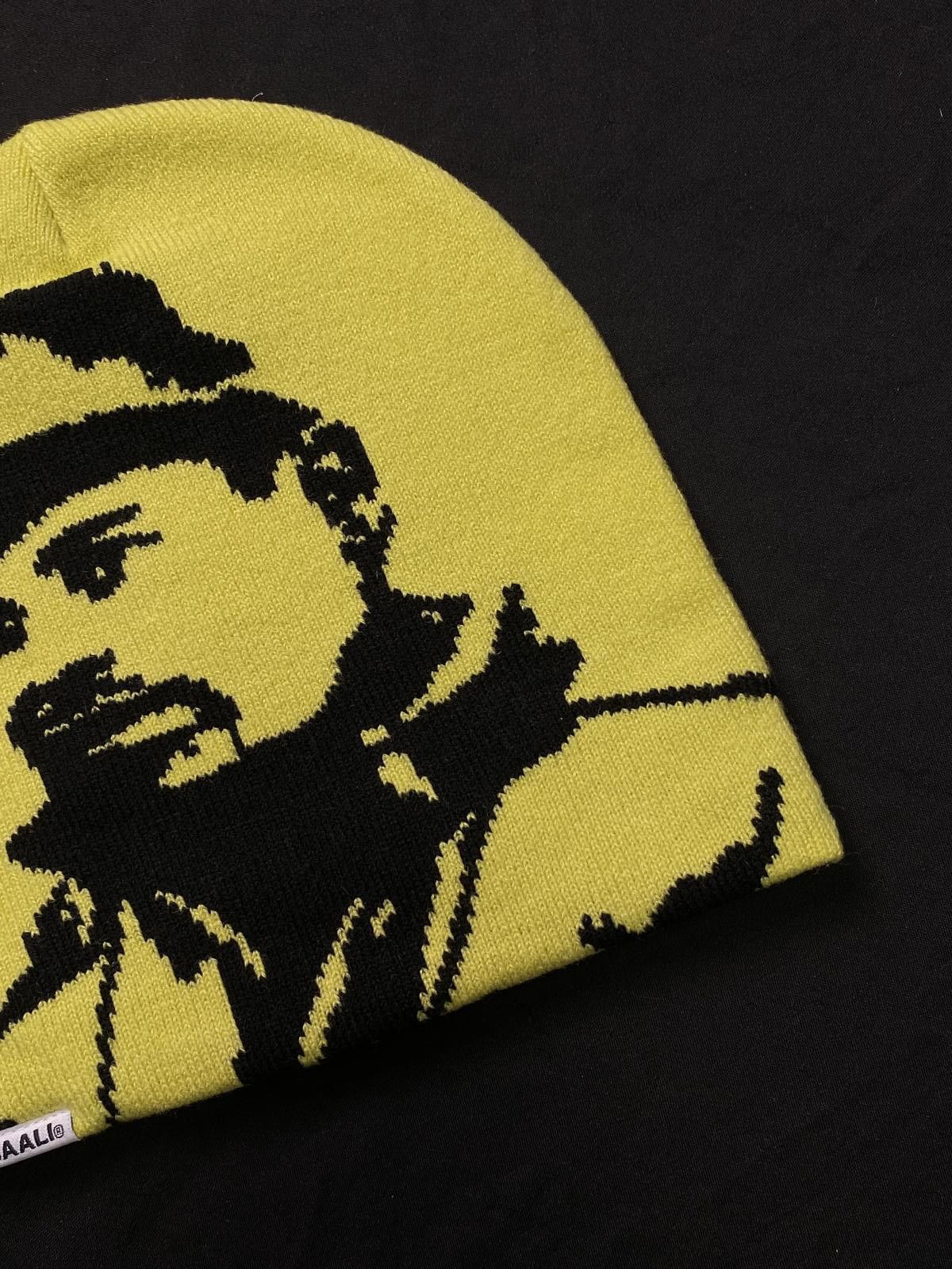 Asaali Rare Asaali Cartel Skully No Cuff Knit Yellow Beanie Hats OS Size ONE SIZE - 5 Thumbnail