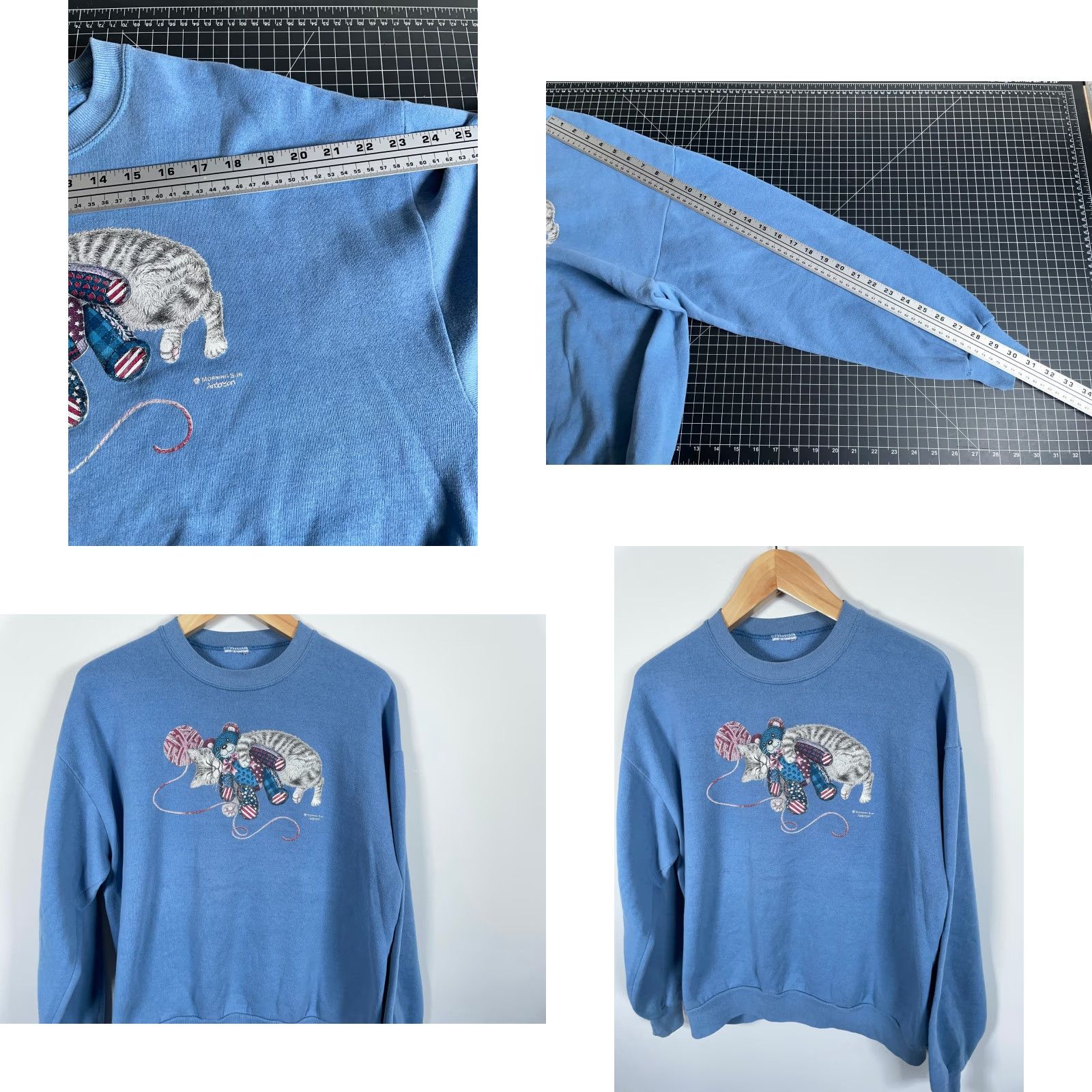 Vintage VINTAGE Morning Sun Sweatshirt Cat Teddy Bear Blue Crewneck XL Womens Regular Pullover Graphic Print 90s Nature Casual Fall Spring Summer Winter Size XL / US 12-14 / IT 48-50 - 8 Thumbnail