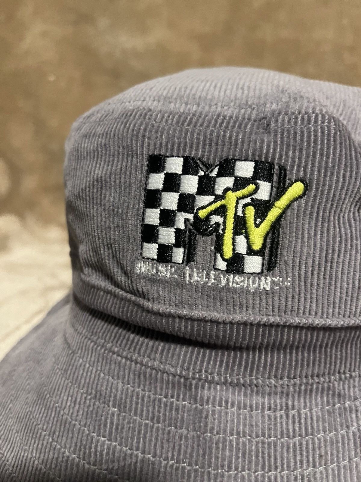 Adidas MTV Embroidered Music Television Grey Corduroy Bucket Hat Size ONE SIZE - 2 Thumbnail