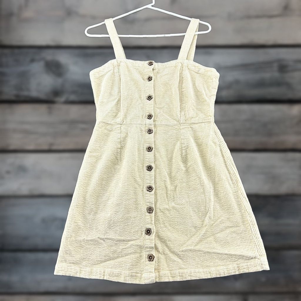 O'Neill O'Neill Corduroy Dress Womens M Ivory Mini Sleeveless Button Down Cotton Size 32" / US 10 / IT 46 - 1 Thumbnail