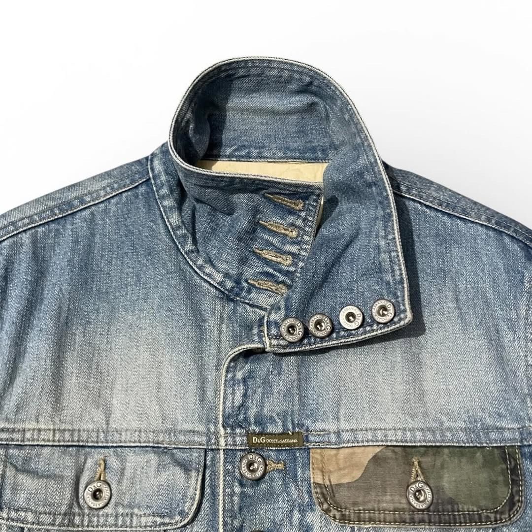 Dolce & Gabbana 00’s Dolce & Gabbana Camo Sleeve Trucker Denim Jacket Size US M / EU 48-50 / 2 - 7 Thumbnail