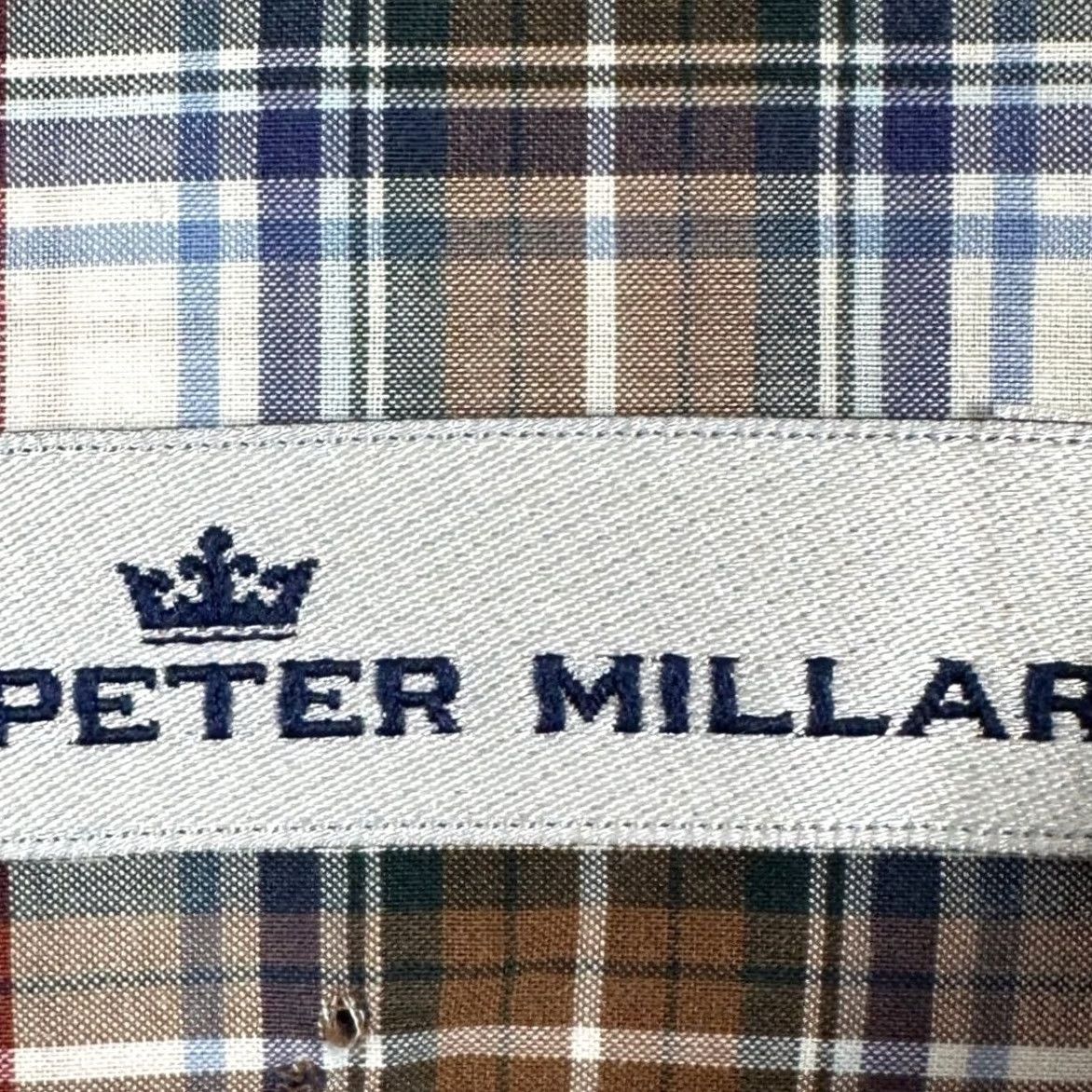 Peter Millar Peter Millar Shirt Button Down Men XL Blue Brown Plaid Long Sleeve Pocket Casual Size US XL / EU 56 / 4 - 4 Thumbnail
