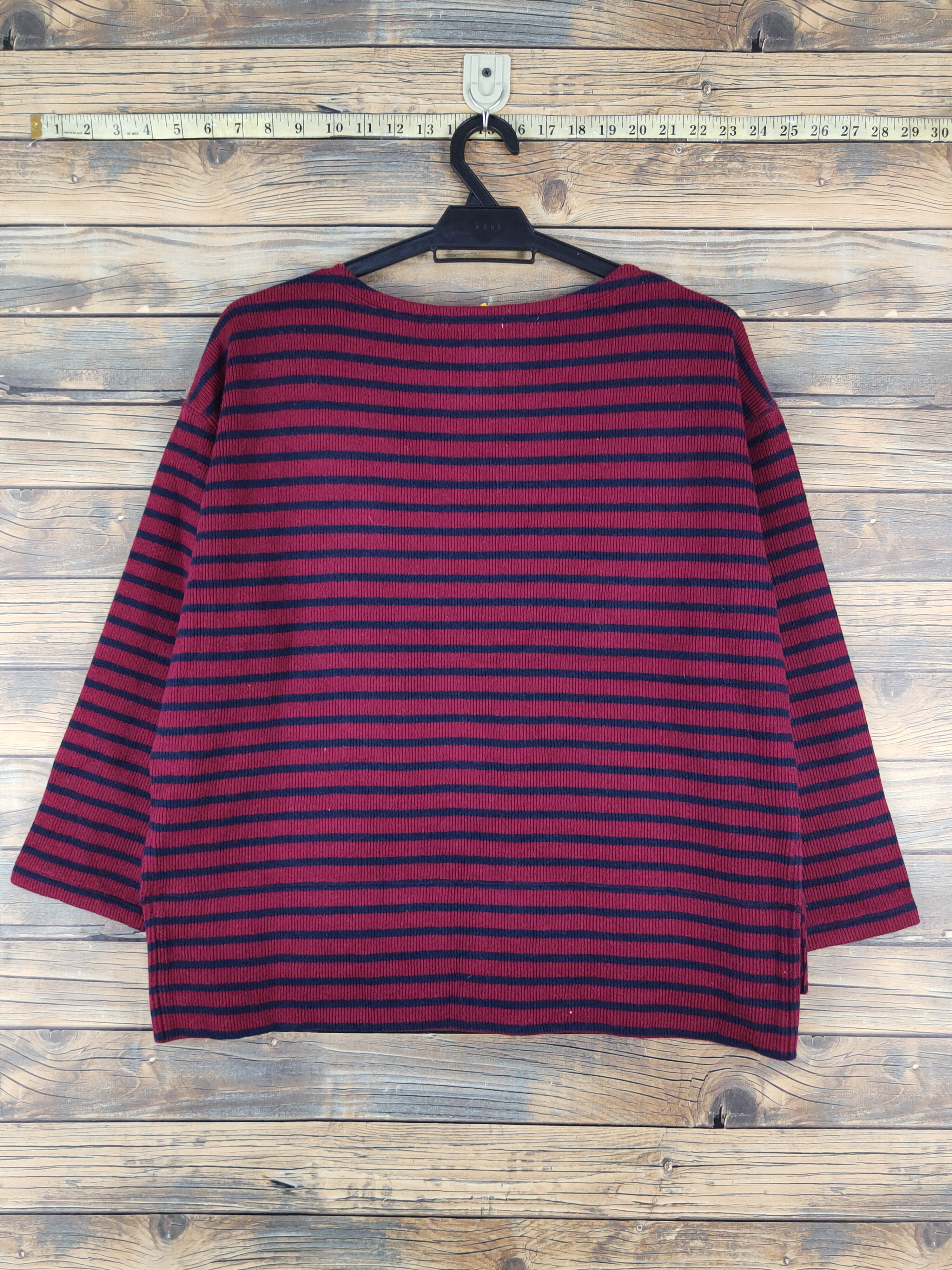 Global Work × Japanese Brand Global Work Navy Red stripe Knitwear Sweatshirts #W1554 Size L / US 10 / IT 46 - 8 Thumbnail