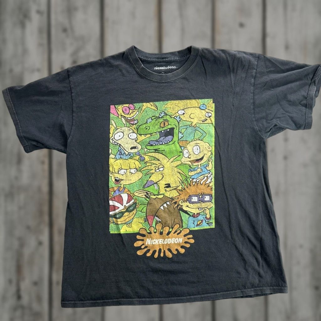 Nickelodeon VINTAGE Nickelodeon Men's T-Shirt Large Cartoon 90s Retro Rugrats Hey Arnold Rocko Graphic Tee Size US L / EU 52-54 / 3 - 1 Thumbnail