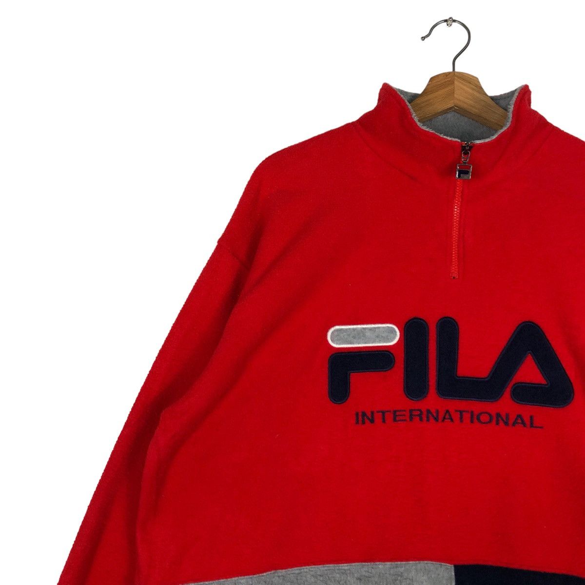 Japanese Brand 🔥Vtg Anorak Jacket Fleece Fila International Big Spell Out Size US XL / EU 56 / 4 - 7 Thumbnail