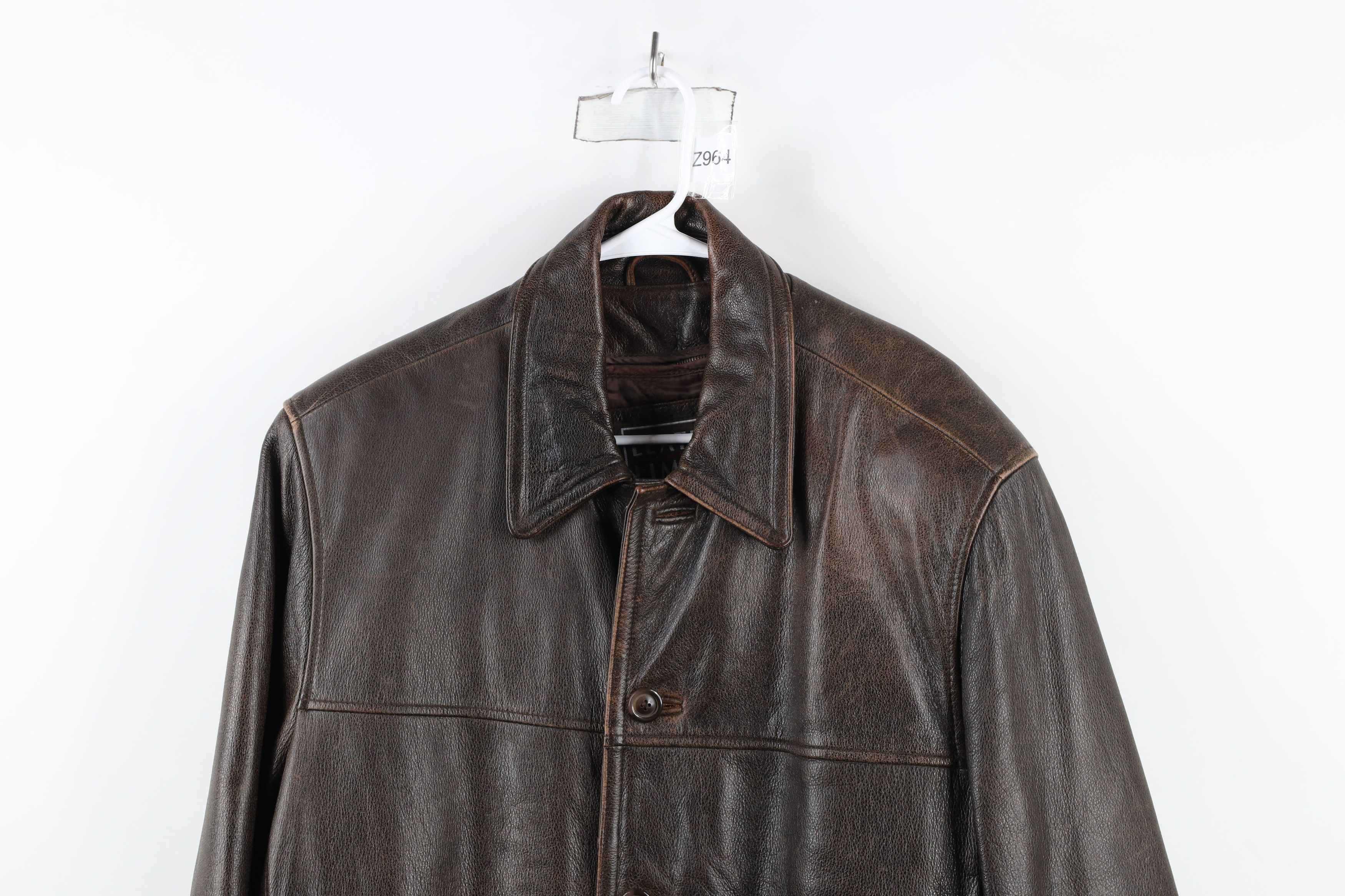 Vintage Vintage 90s Streetwear Quilted Leather Shirt Jacket Brown Size US L / EU 52-54 / 3 - 2 Thumbnail