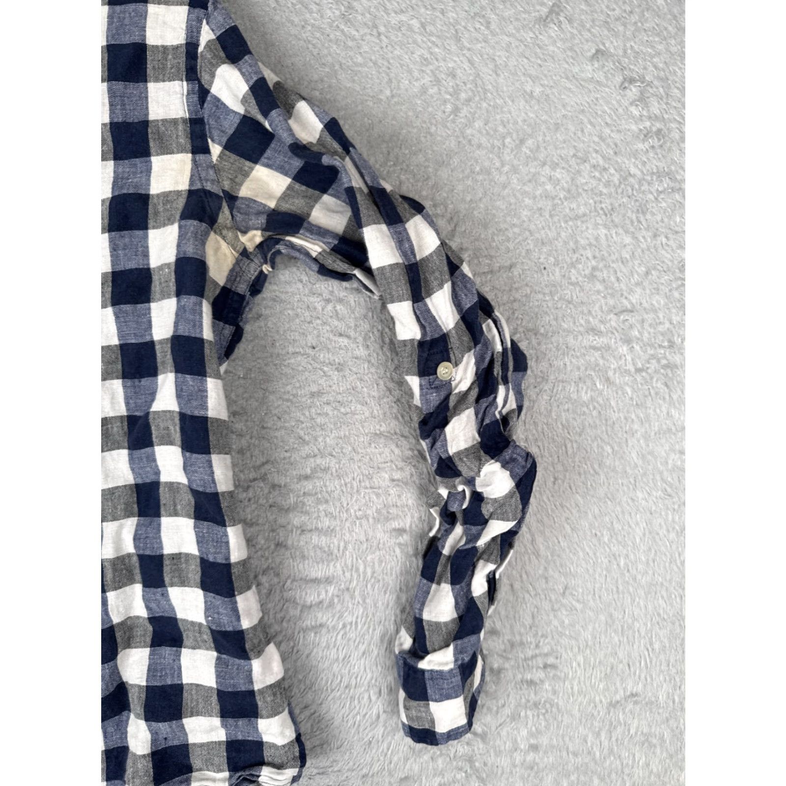 Murano Baird McNutt Shirt Women Medium Blue Plaid Button-Up Slim Fit Linen Size M / US 6-8 / IT 42-44 - 2 Thumbnail