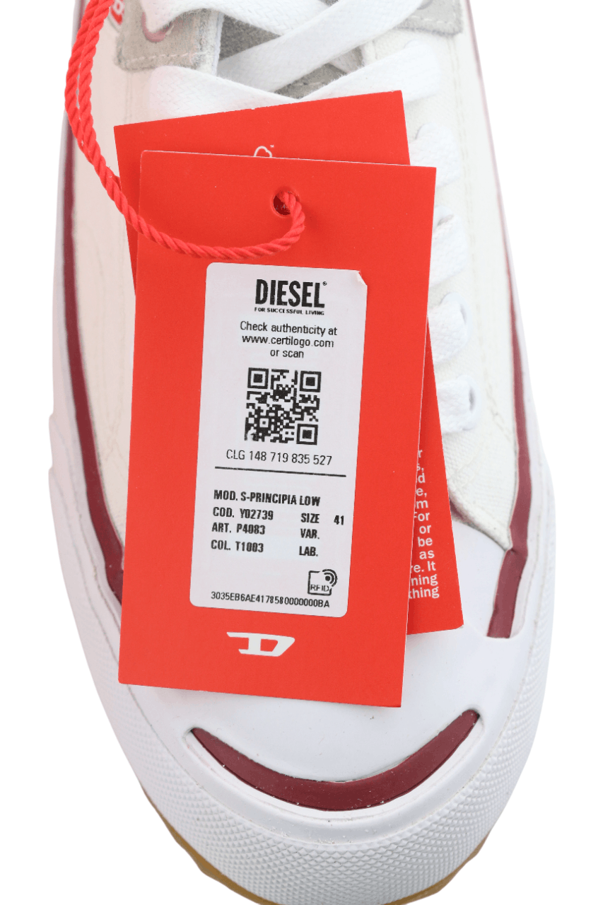 Diesel S-PRINCIPIA LOW EU41 White Lace Low Top Logo 40550 Size US 8.5 / EU 41-42 - 13 Thumbnail