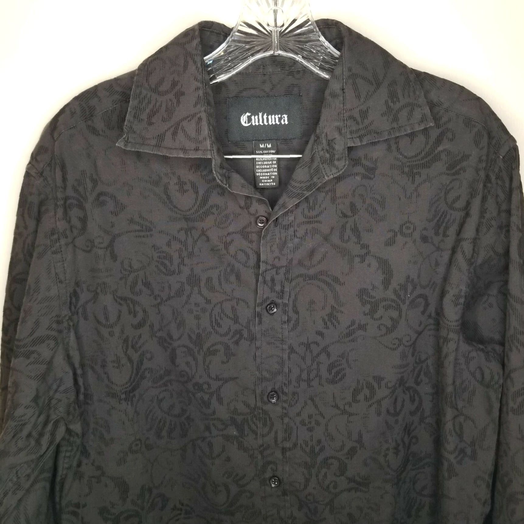 Vintage Cultura Mens Long Sleeve Button Up Black Size M Size US M / EU 48-50 / 2 - 2 Thumbnail