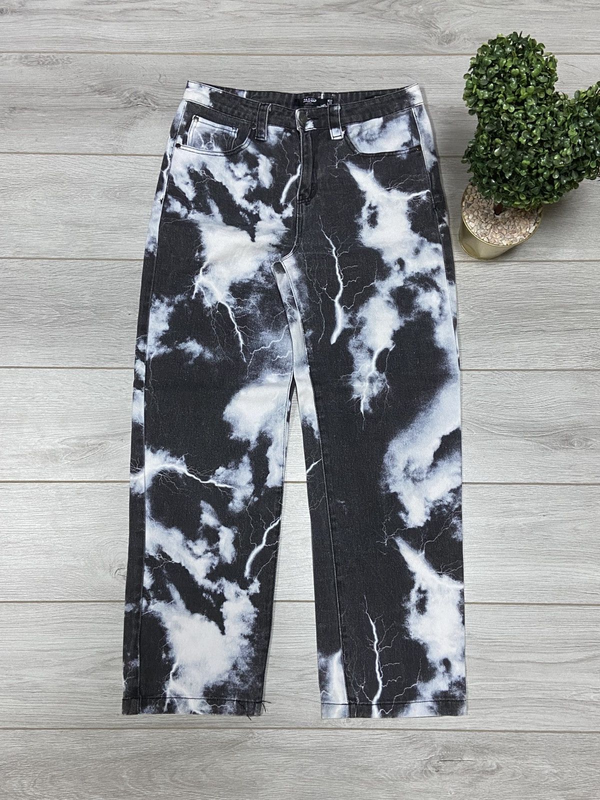 Jaded London Jaded lightning 🌩️ clouds over print designer pants jeans Size US 32 / EU 48 - 2 Thumbnail